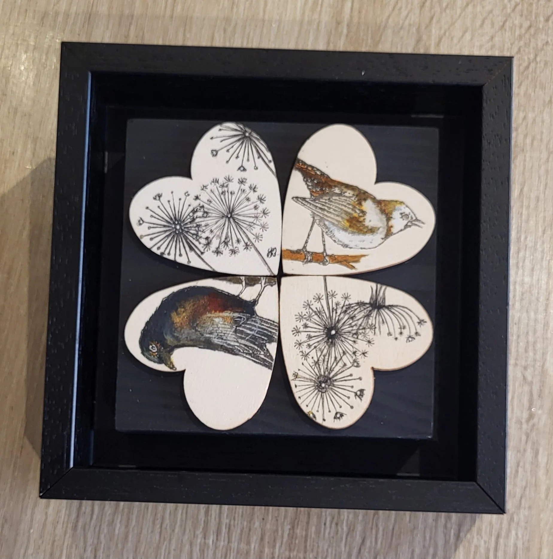 Susan Conneff, The Birds & the Bees III, Acrylic & Pen on Wood