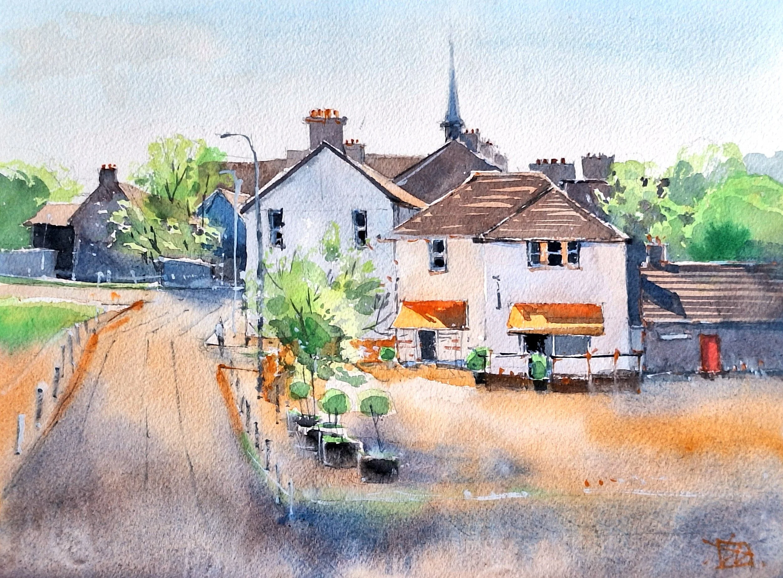 Tetiana Milshyna, Blackrock Cafe, watercolour on paper