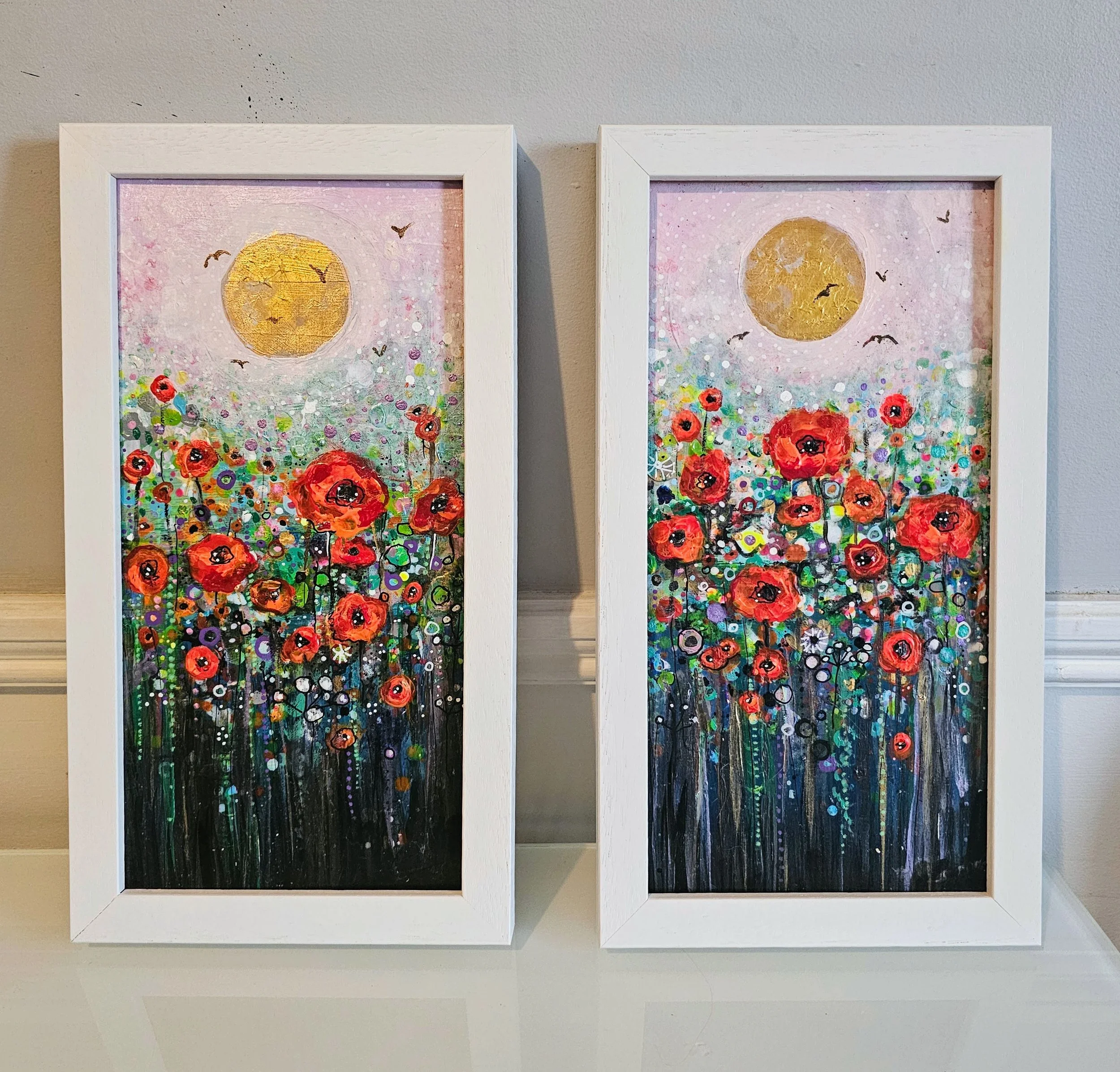 Emma O'Connor-Bray, Poppy Fusion I & II, acrylic on canvas