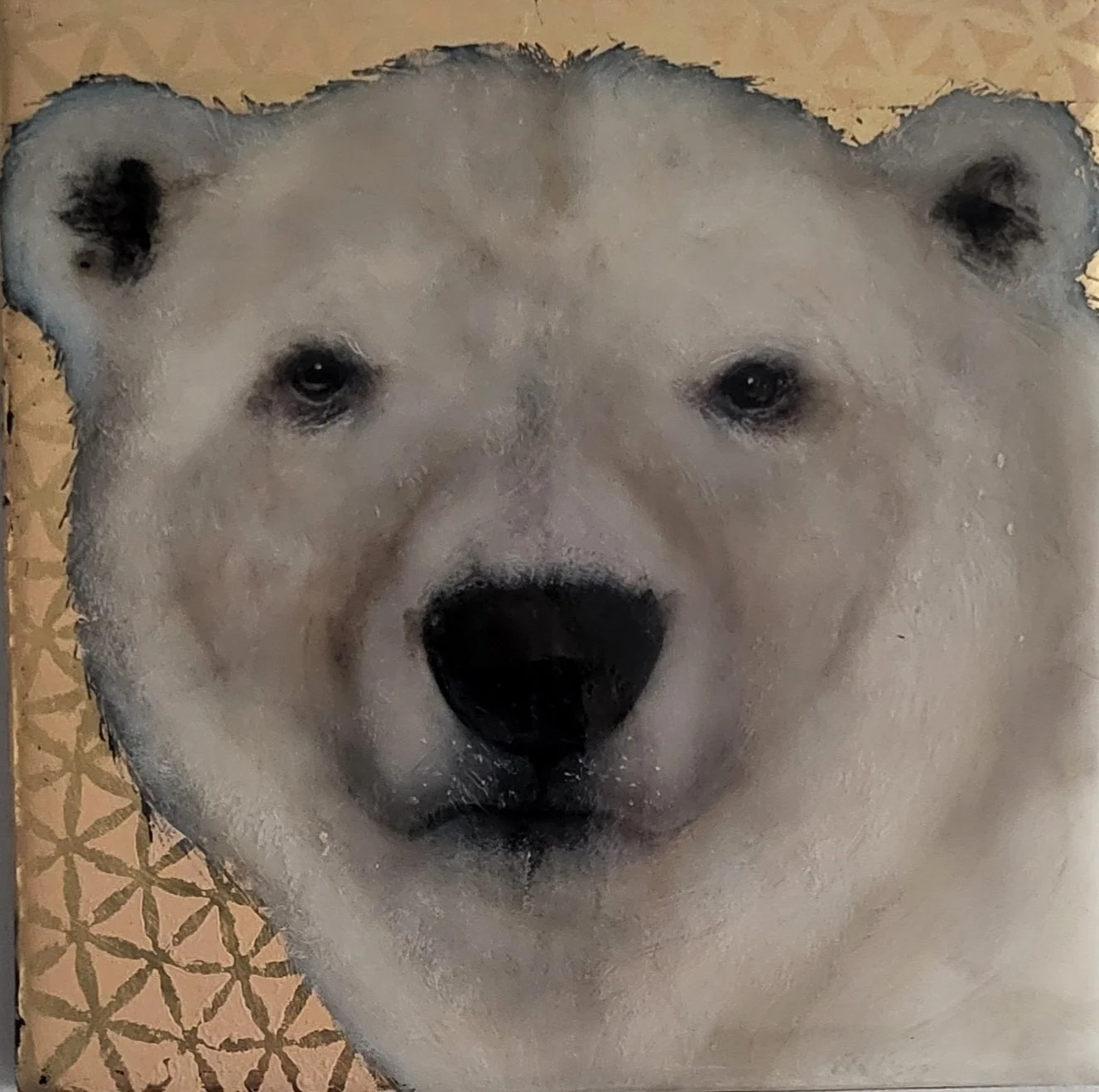 Susan Conneff, Polar Bear, ink/goldleaf/resin on wood panel