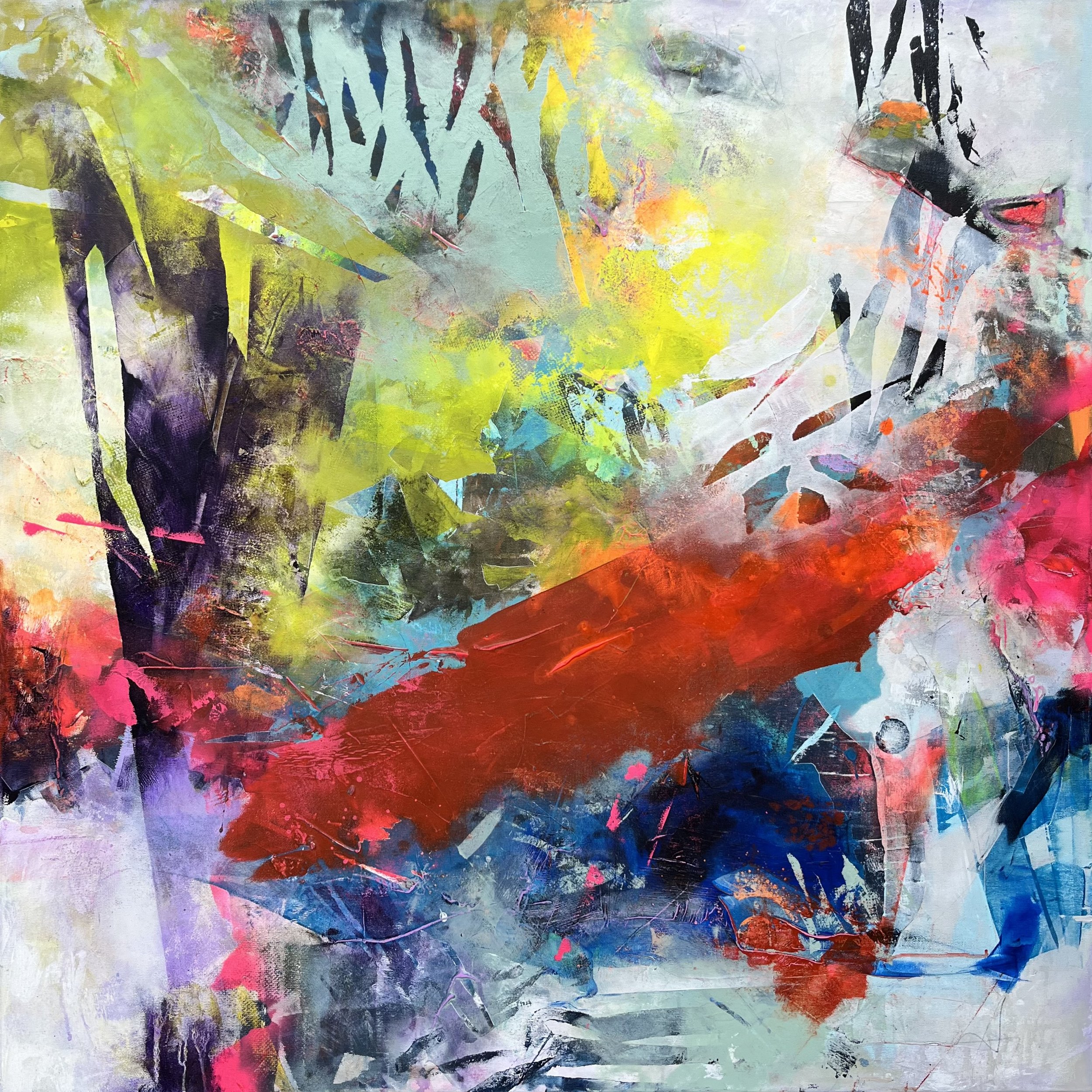 Tereza Sterbova, Choose Happiness, acrylic & mixed media on canvas