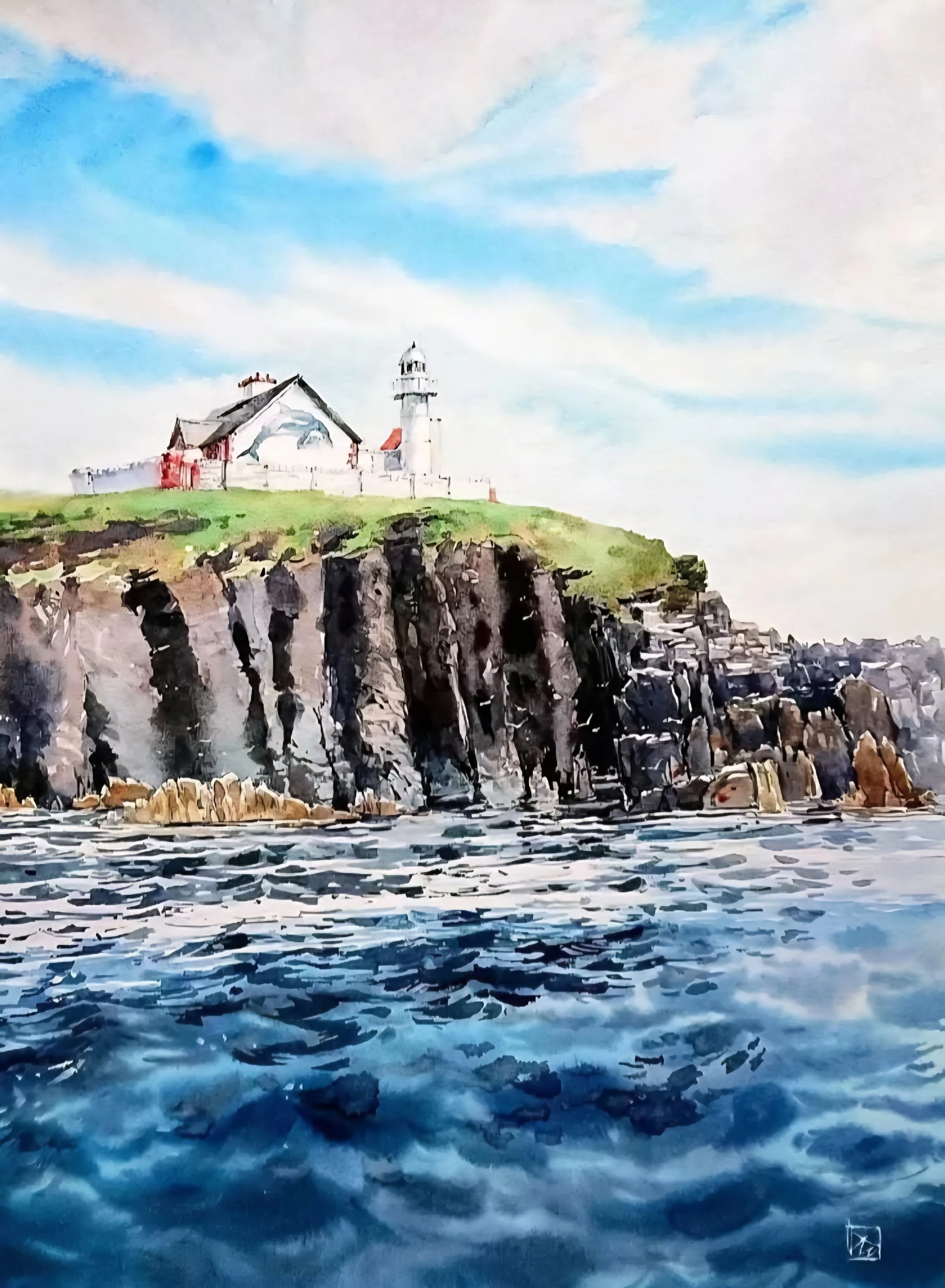Tetiana Milshyna, Dingle Lighthouse, watercolour on pure cotton paper