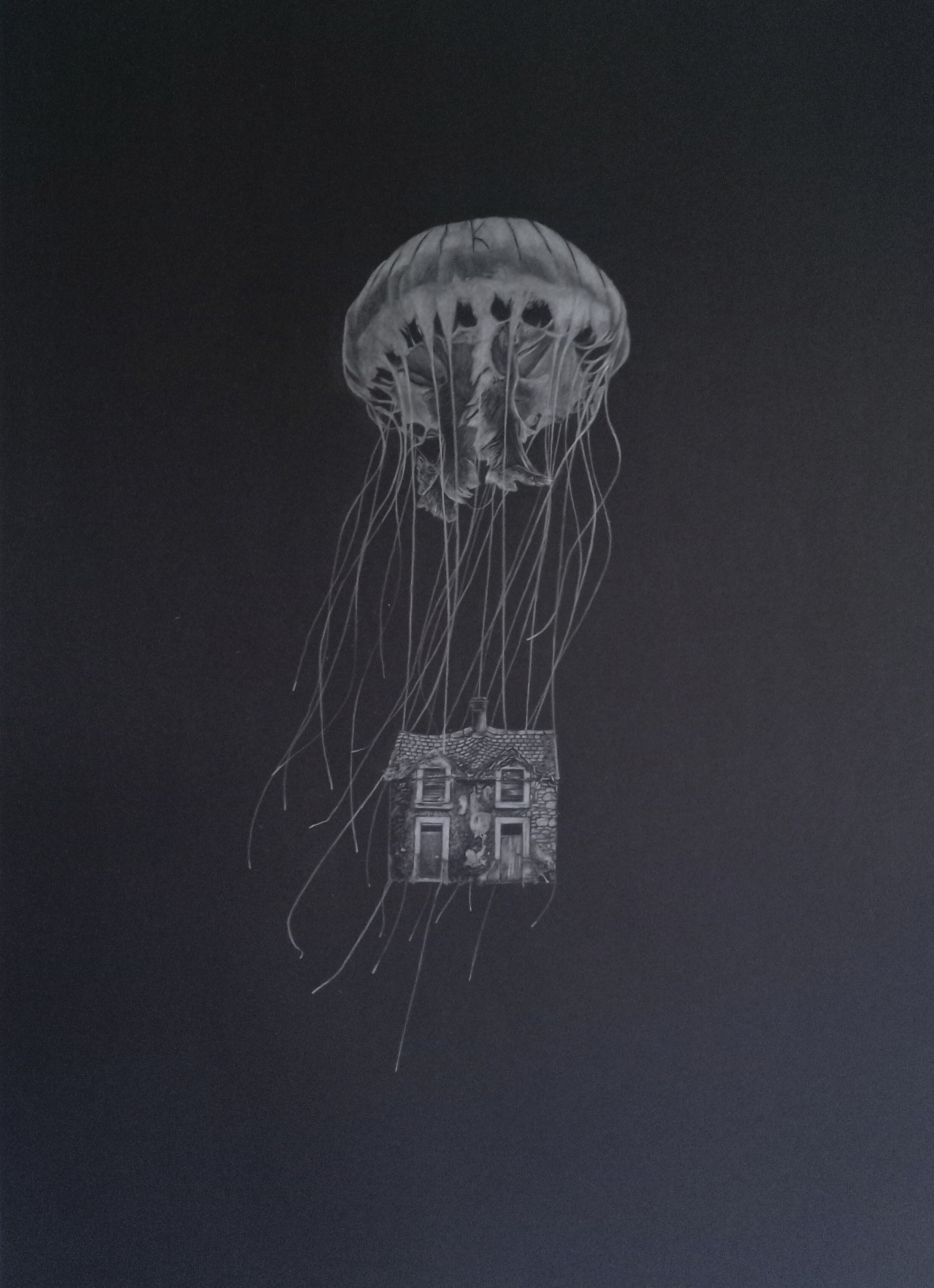 Amber Broughton, Something Something the Attachment to Antiquated Ideas of Safety that Keep us Stuck, coloured pencil on paper