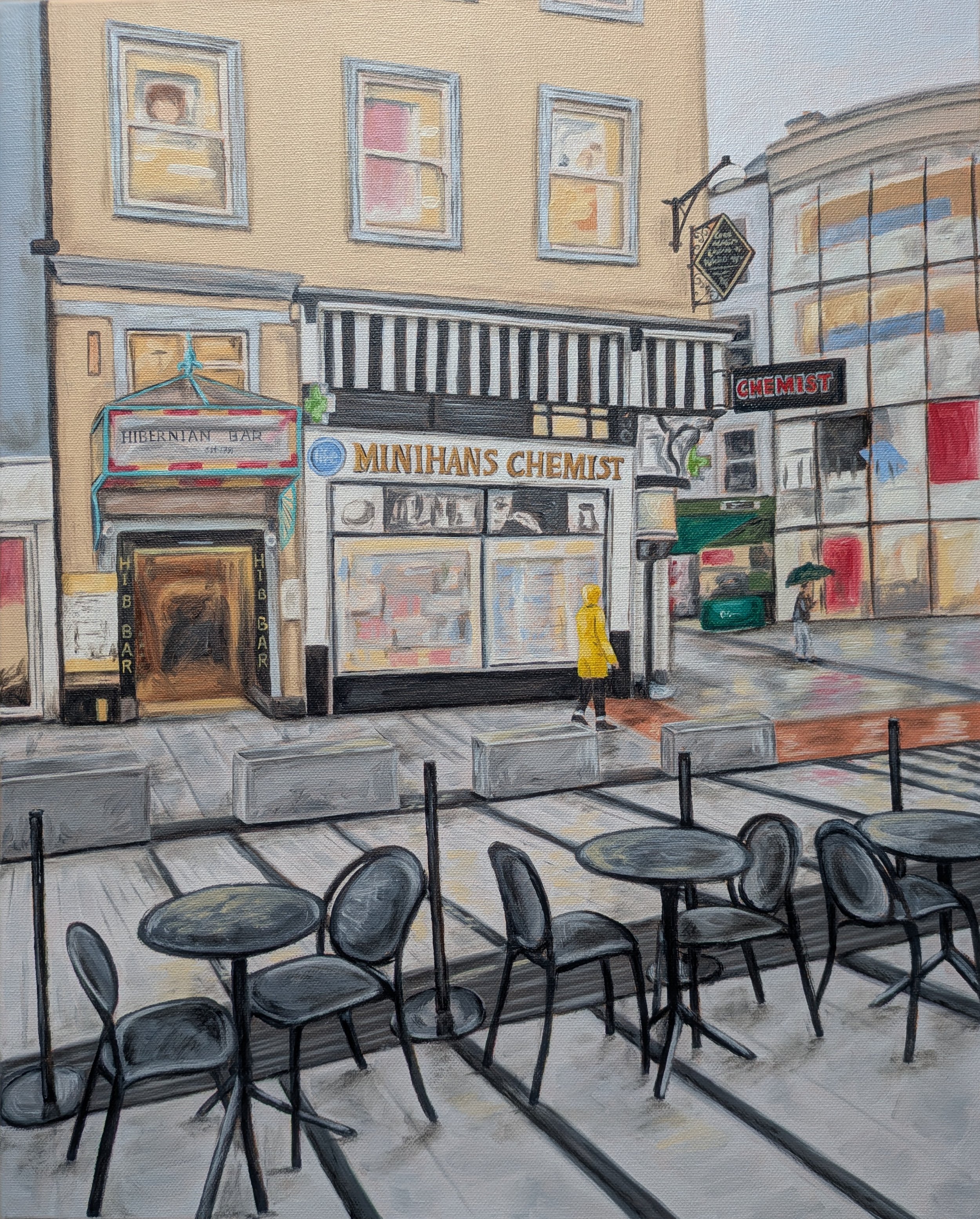 Laura Fitzharris, Minihan's Chemist, oil on canvas
