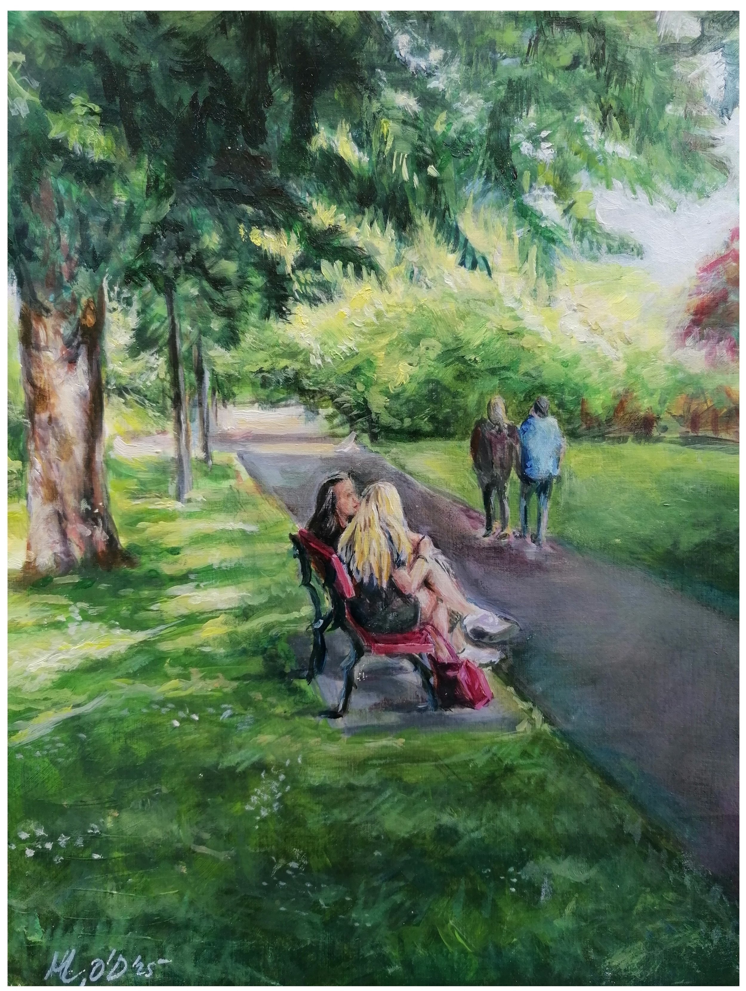 Maria O'Donoghue, Conversations - Fitzgerald's Park, acrylic on paper
