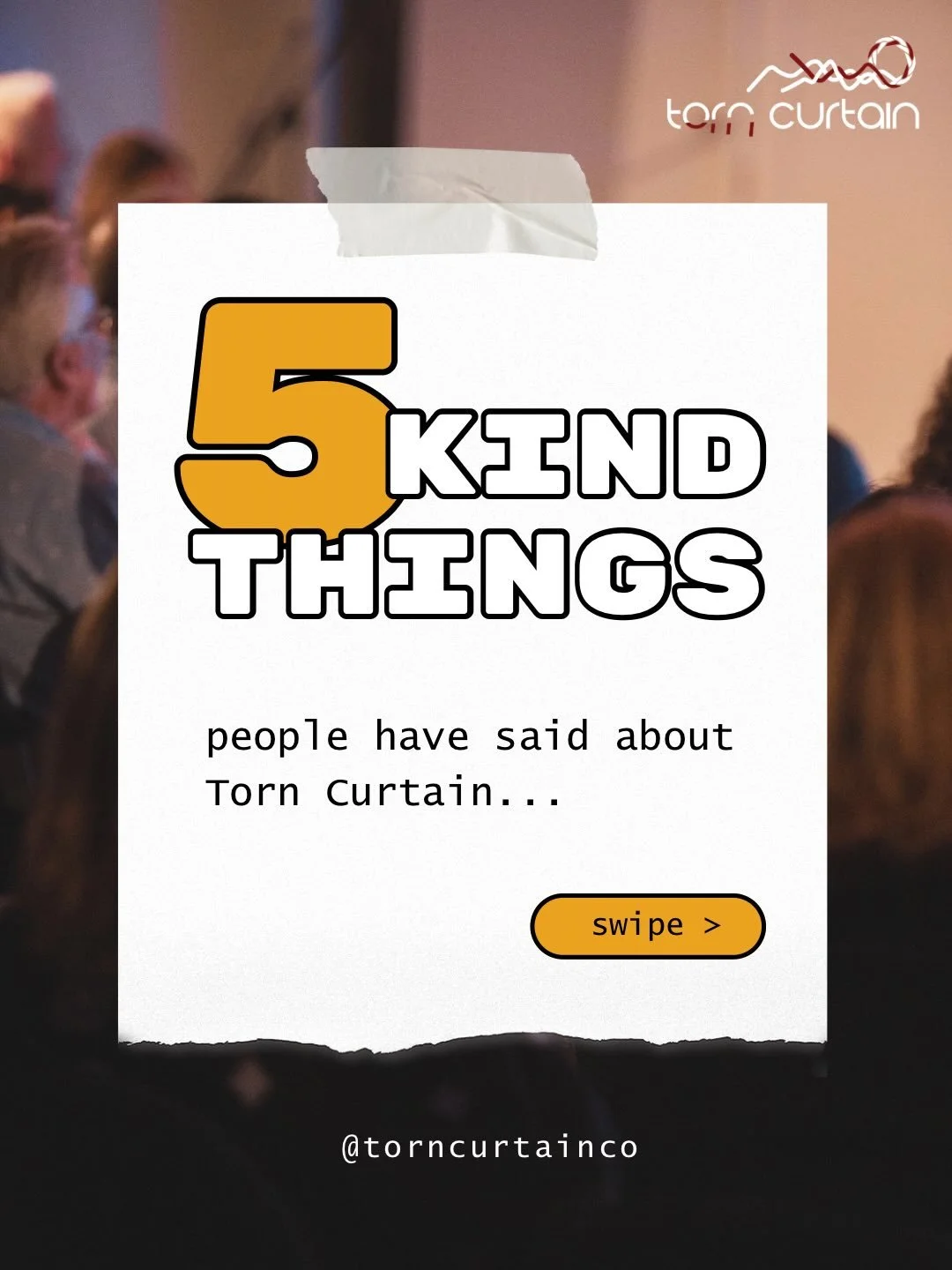 5 KIND THINGS people have said about @torncurtainco 

It&rsquo;s testimonials like these that remind us why we do what we do, and who we do it for.

Whether you have performed at an event, volunteered your time and talent, participated in a workshop,