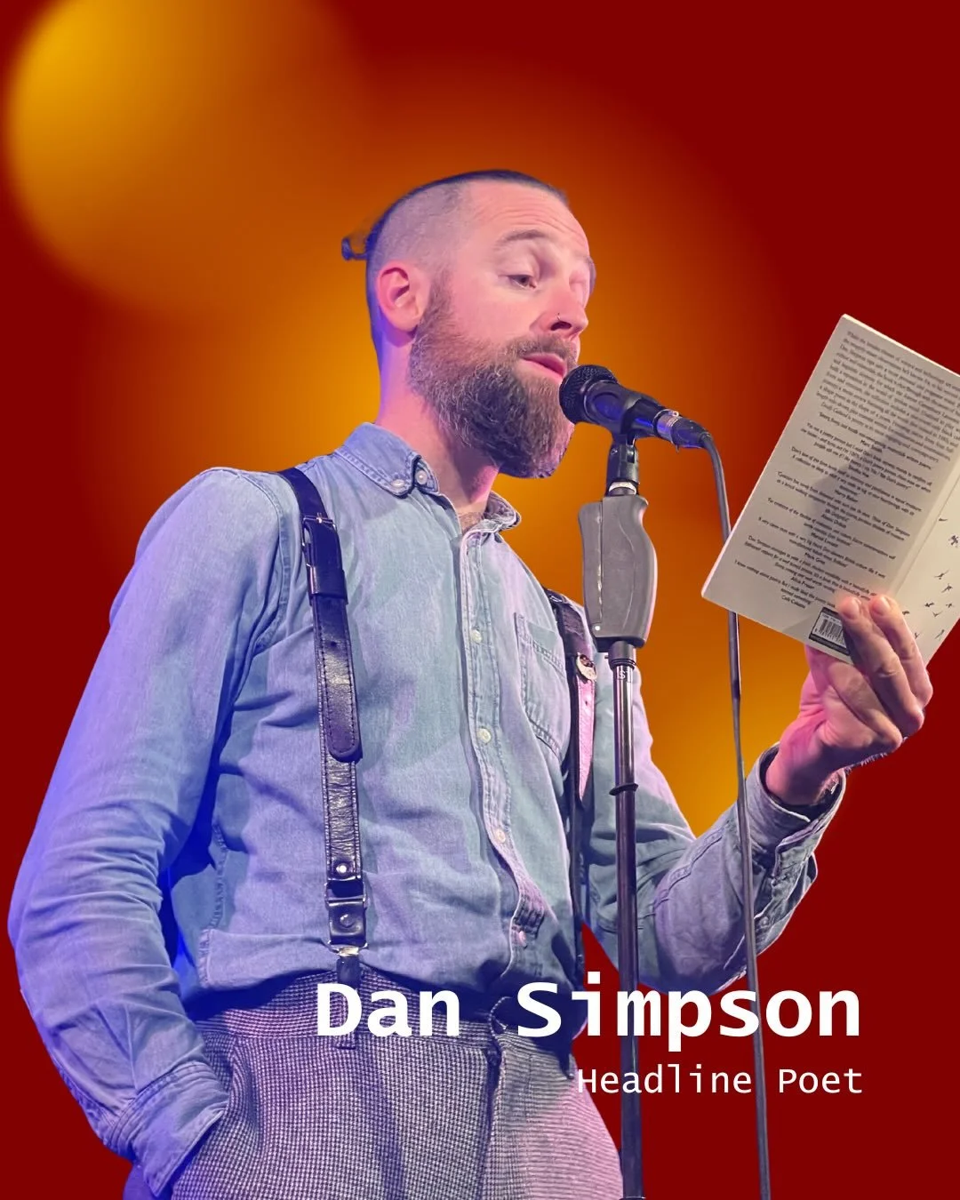 Meet your @swindonwordsmiths headliners!

Next up is @dansimpsonwords 

Dan Simpson is a poet and spoken word artist. His work explores science and culture, history and place, personal experience, and the intersections of people and poetry. He has pe