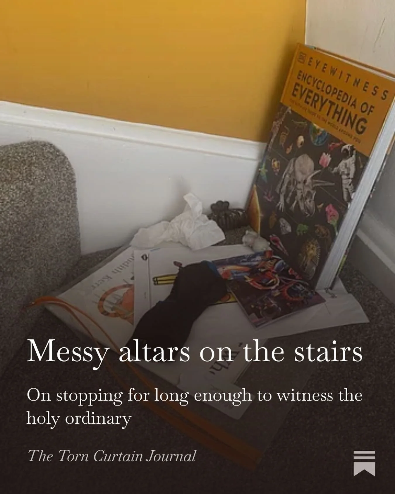 New Substack post by @rebeccarockerwrites on stopping for long enough to witness the holy ordinary.

TLDR: None of us have time. Write anyway, into the shrinking gaps and despite the interruptions. You might miss things when you blink, but you can al