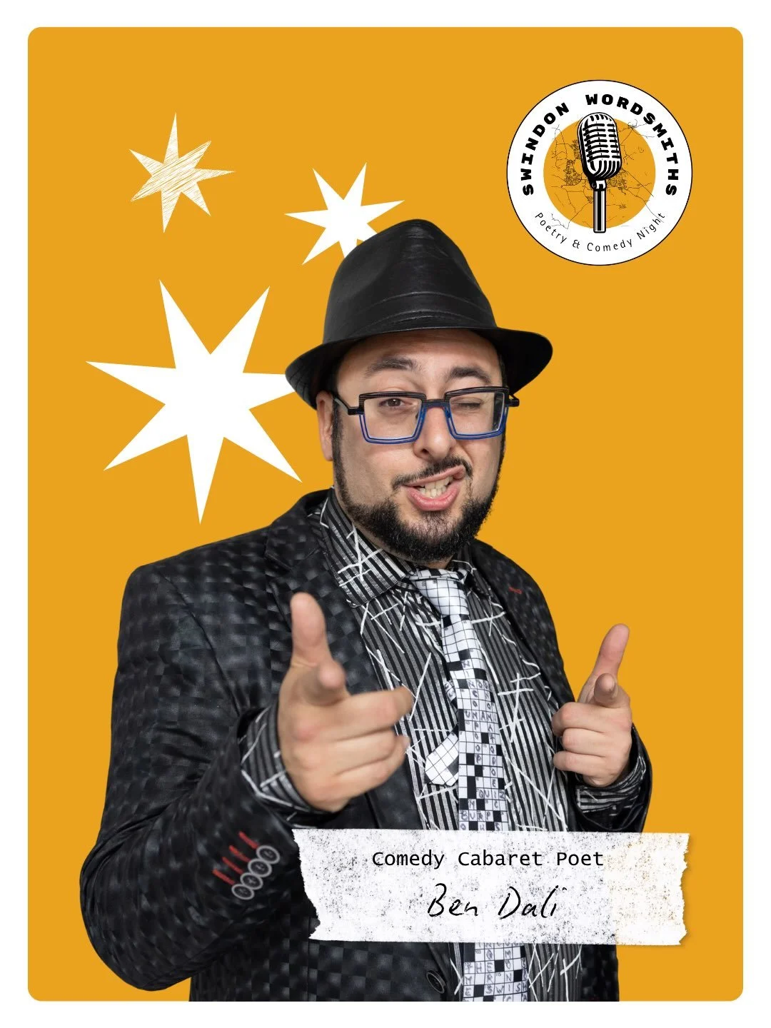 The fabulous @bendalihypno joins us on Saturday 19th Sept at @swindonwordsmiths He&rsquo;ll be bringing us the best bits of his new show &lsquo;Humdinger Words&rsquo;, which has just enjoyed a run at @edfringe 

Ben Dali is a 21st century Renaissance