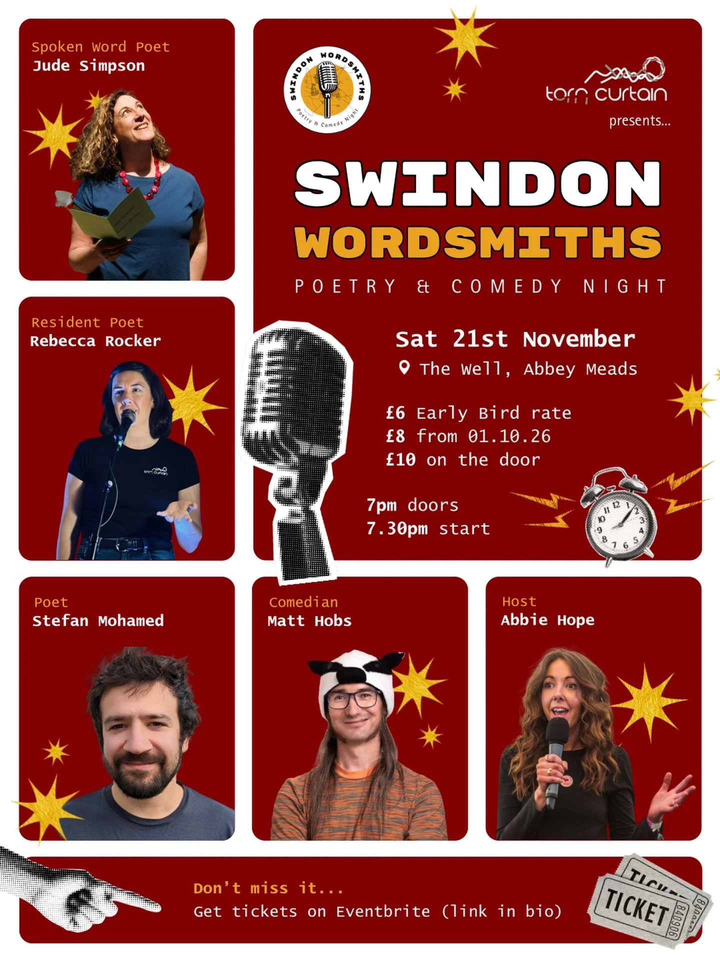 ✨ WORDS, LAUGHS &amp; A FEW BADGERS ✨

@swindonwordsmiths is back on Sat 21st November for another night of poems, belly laughs, and stories with heart 💛

🎤 spoken word poet, @judesimpsonwords - &lsquo;funny, sharp, emotional, and a terrific perfor