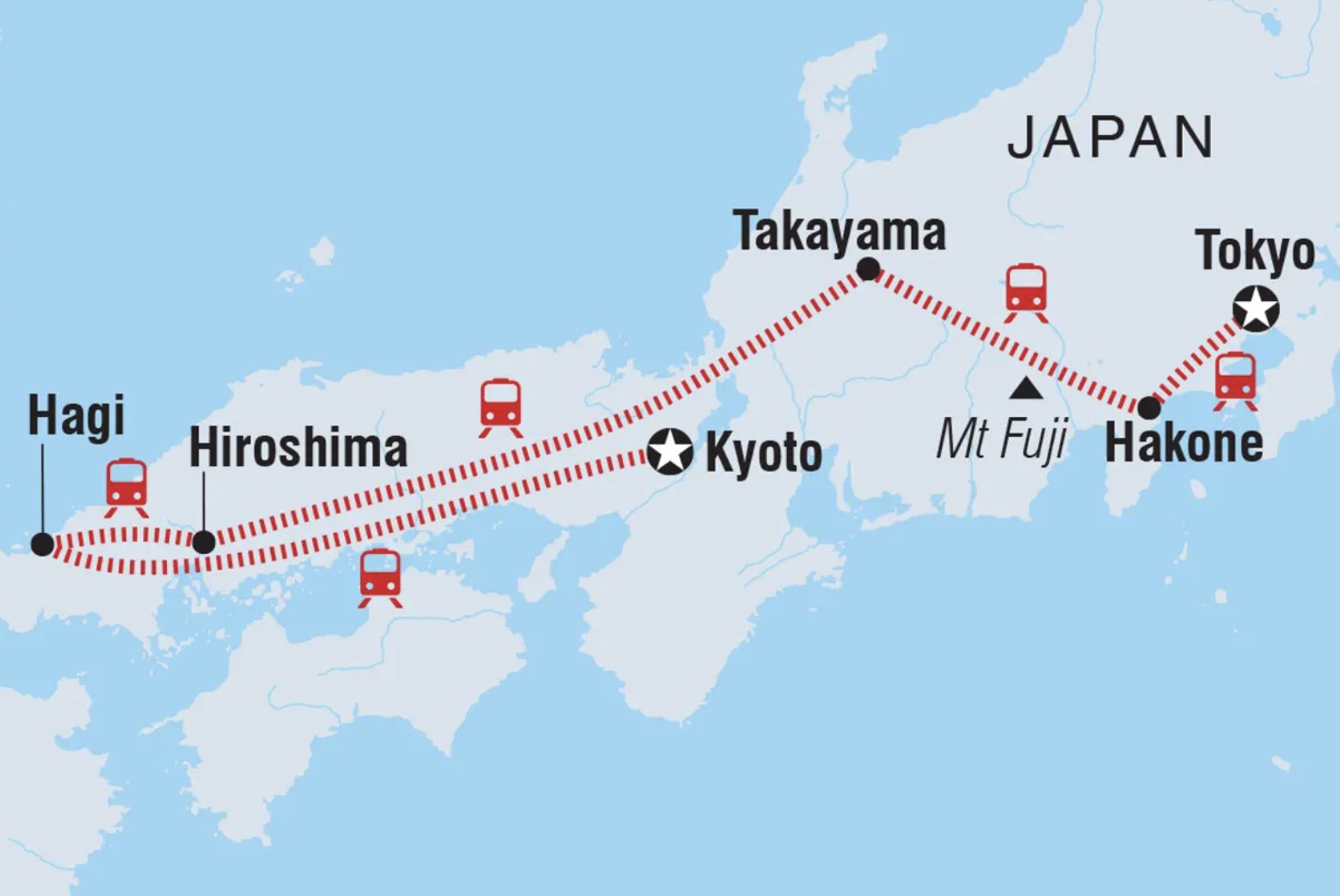 Authentic Japan Highlights Tour route map