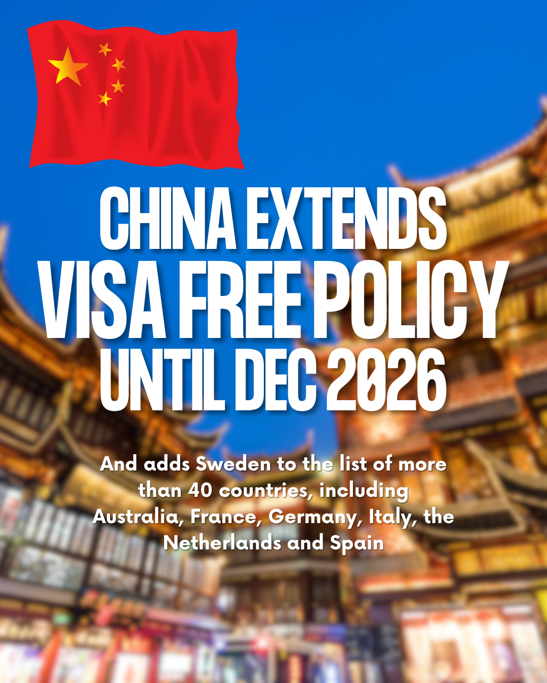 China Extends Visa-Free Travel Until 2026