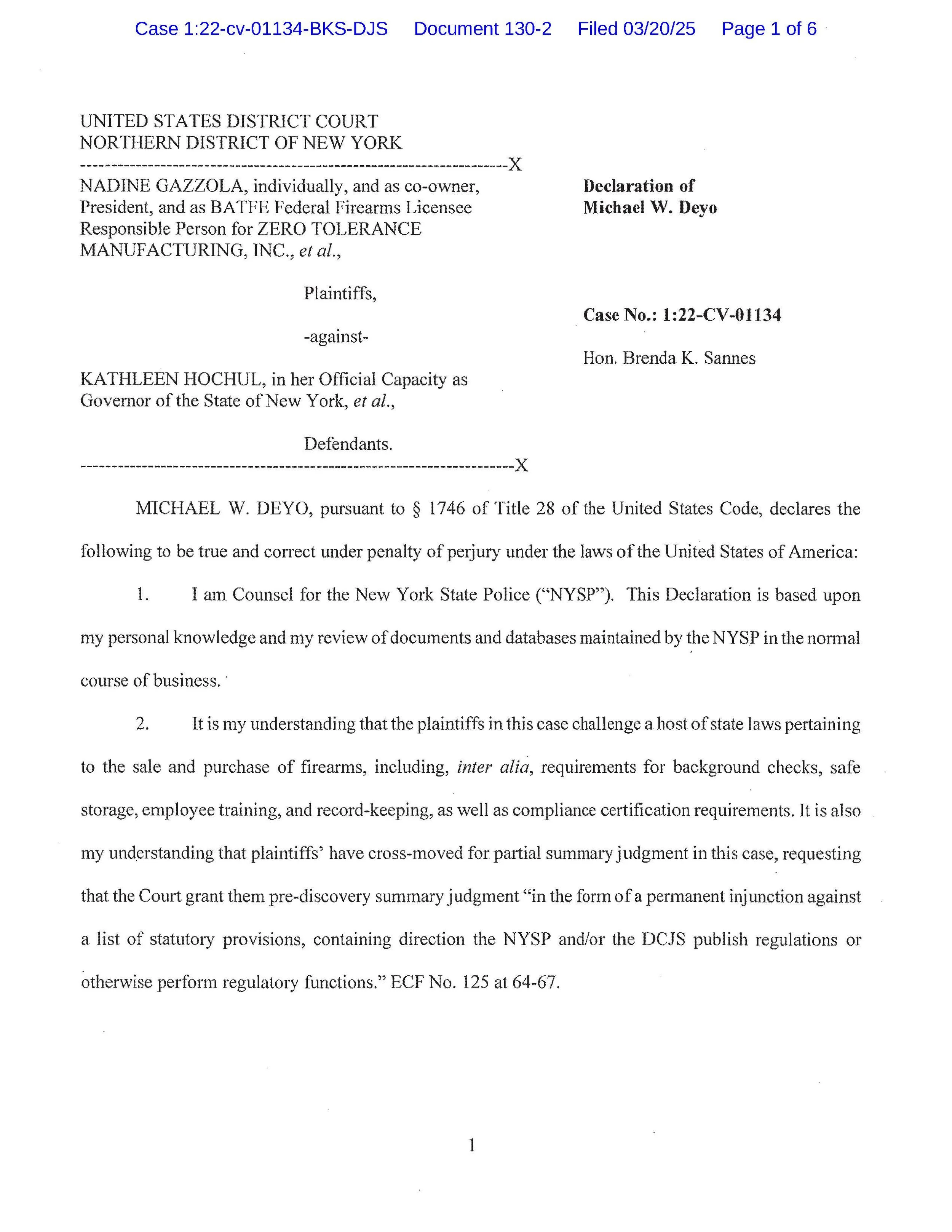 NYS Police Affidavit 03.20.2025