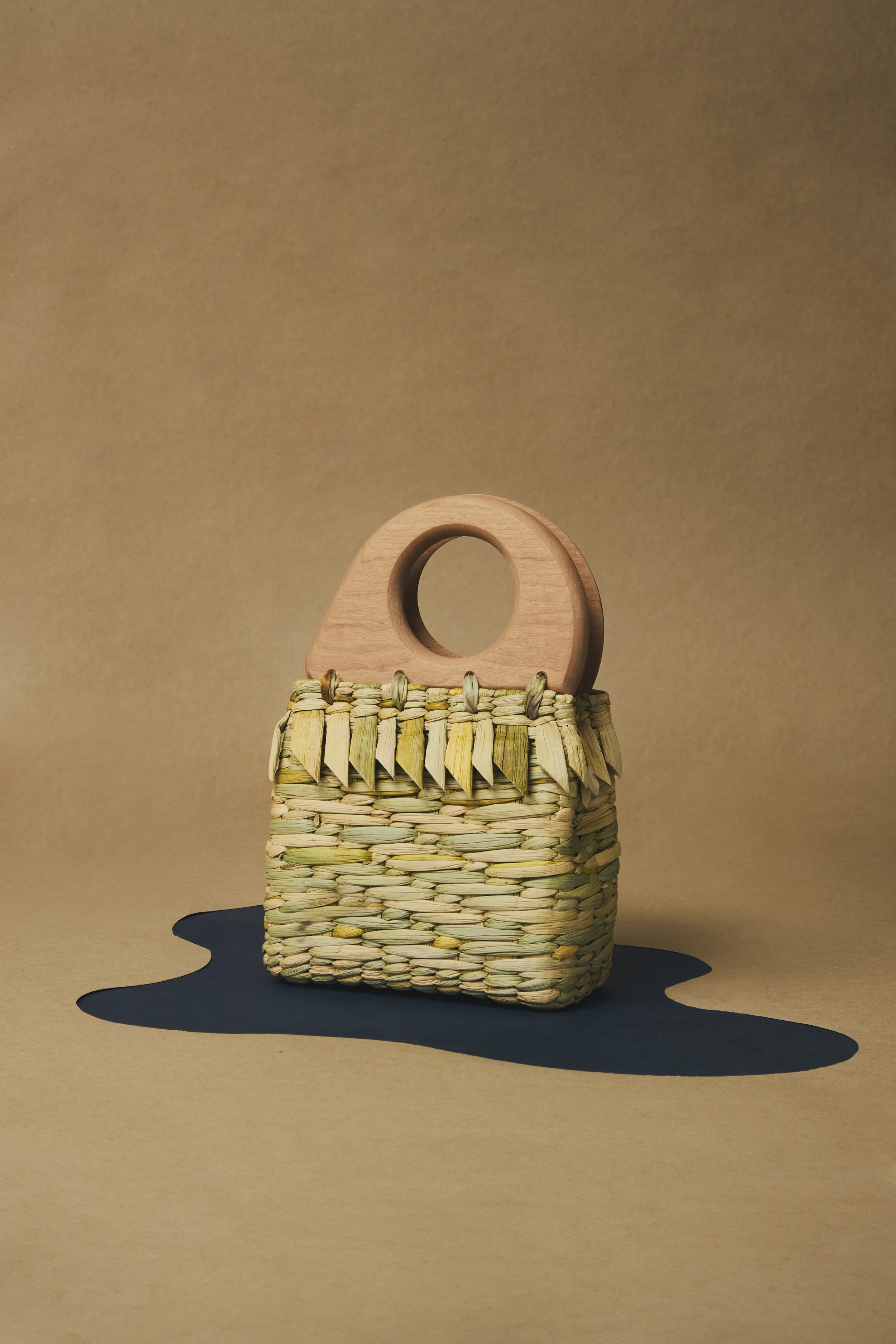 Heather - British rush, cherry wood handle, botanically dyed silk
