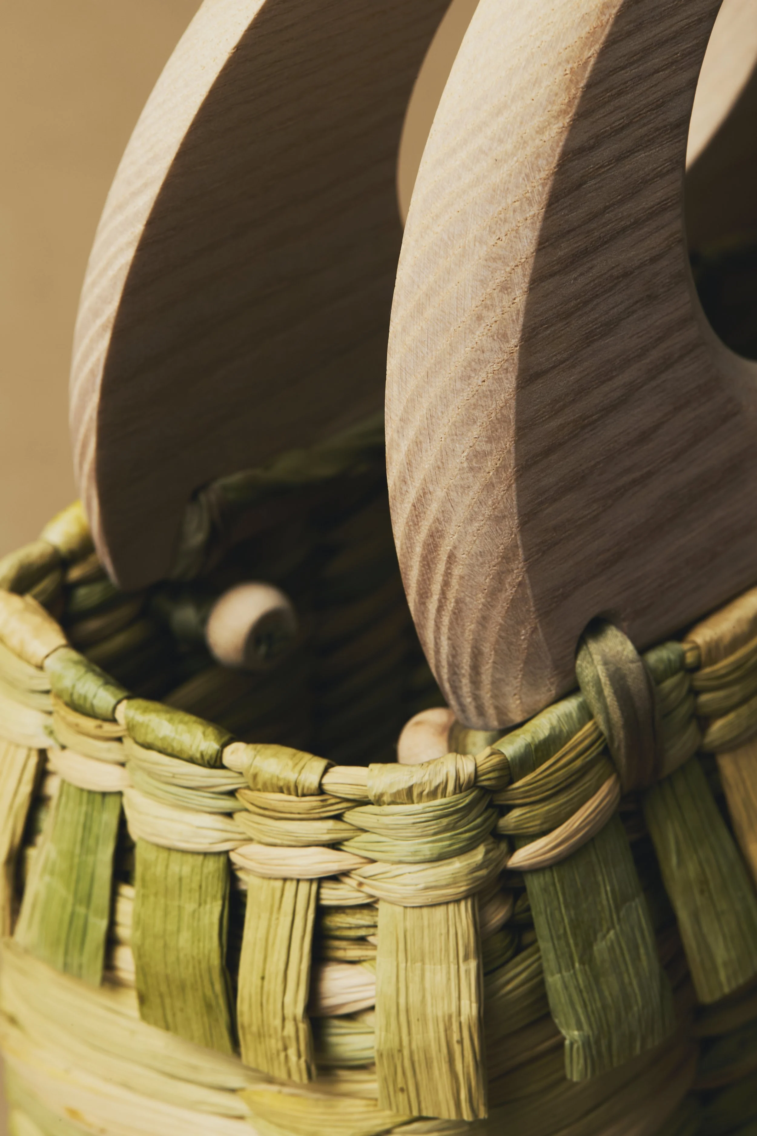 Bracken - British rush, cherry wood handle, botanically dyed silk