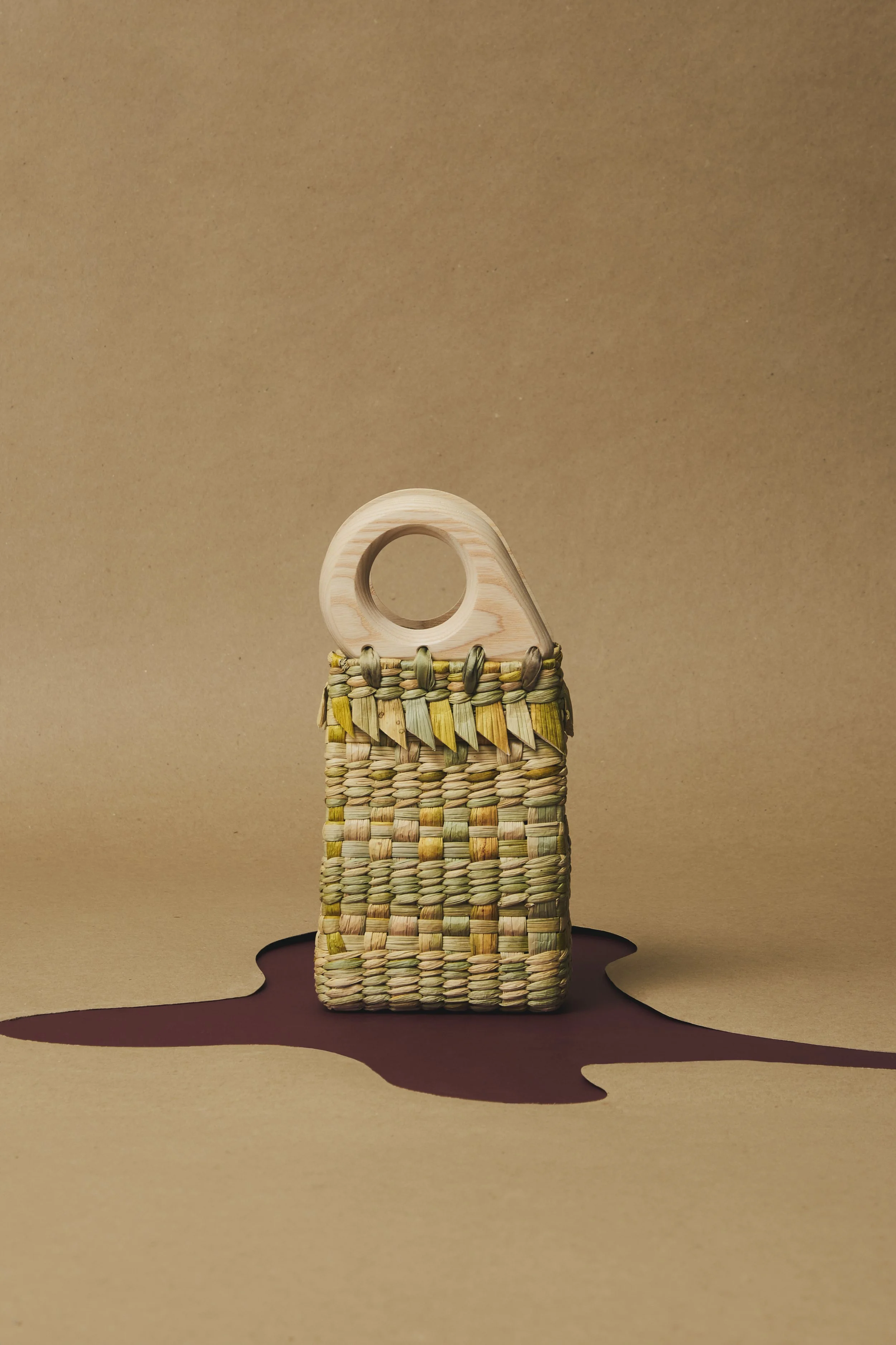 Nettle  - British rush, ash wood handle, botanically dyed silk
