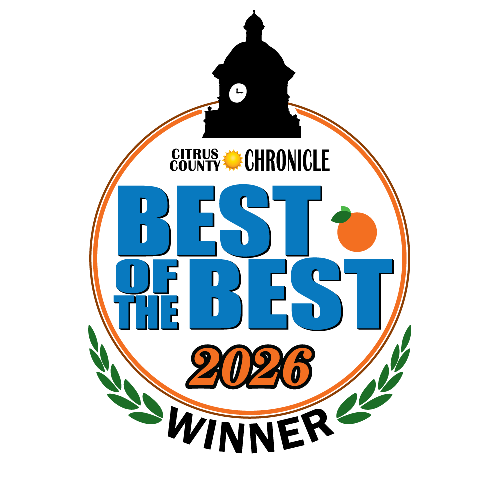 Award badge labeled 'Best of the Best 2026' from Citrus County Chronicle, featuring an orange graphic and laurel branches.