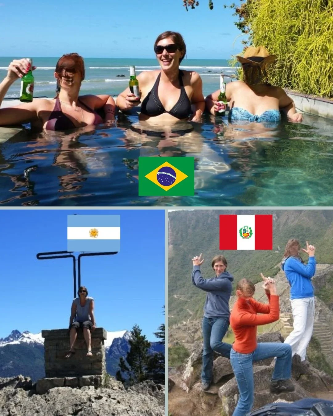 3 photos de Julie au Brésil, au Pérou et en Argentine
