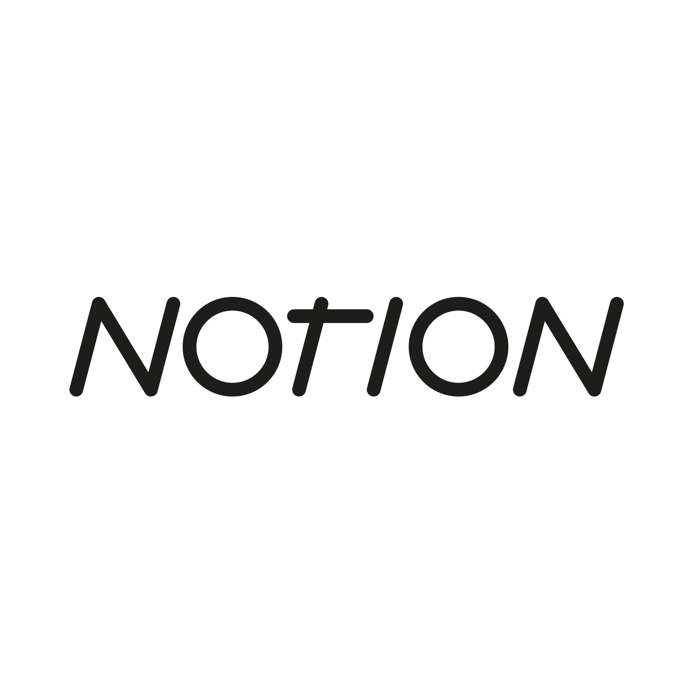 Text with the word 'NOTION' in black, stylized font on a white background.
