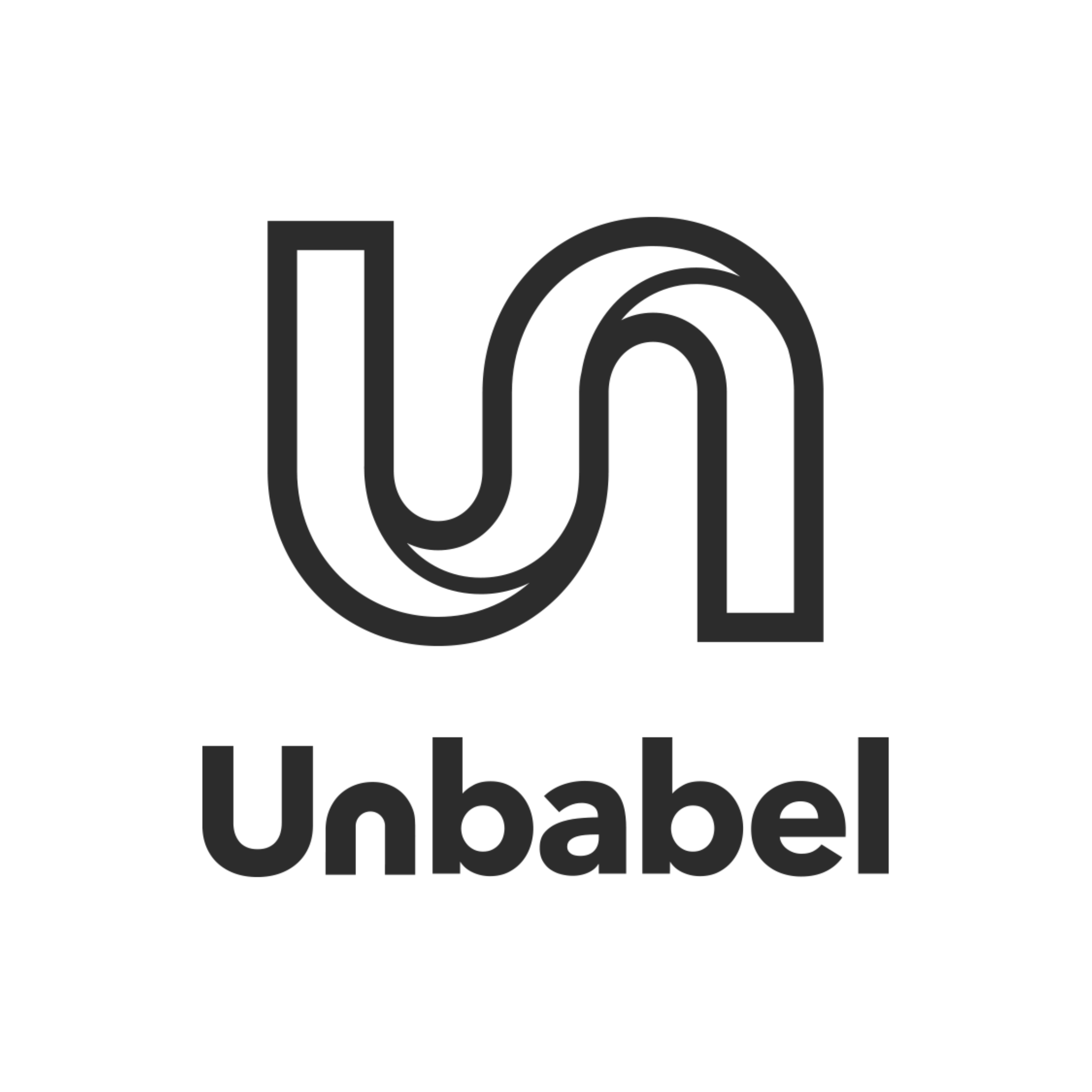 A stylized blue monogram logo with the letters U and N intertwined, with the word 'Unbabel' written below in blue.