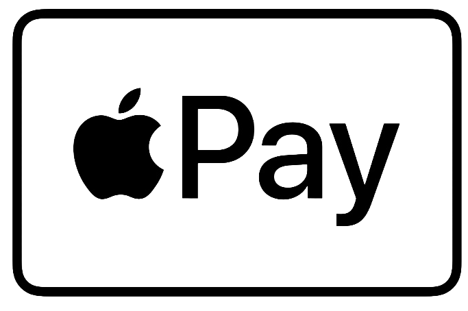 An Apple Pay logo with the Apple logo on the left and the word "Pay" on the right, all inside a rectangular border.