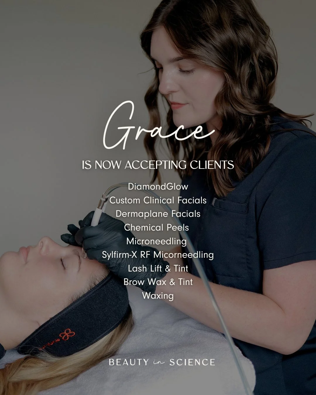 Have you booked an appointment with Grace yet!? She&rsquo;s been making waves at Beauty in Science, and clients are already coming back for their next Gracial (yes, we&rsquo;ve officially coined the term 😉✨).⁠
⁠
Grace brings clinical precision and c