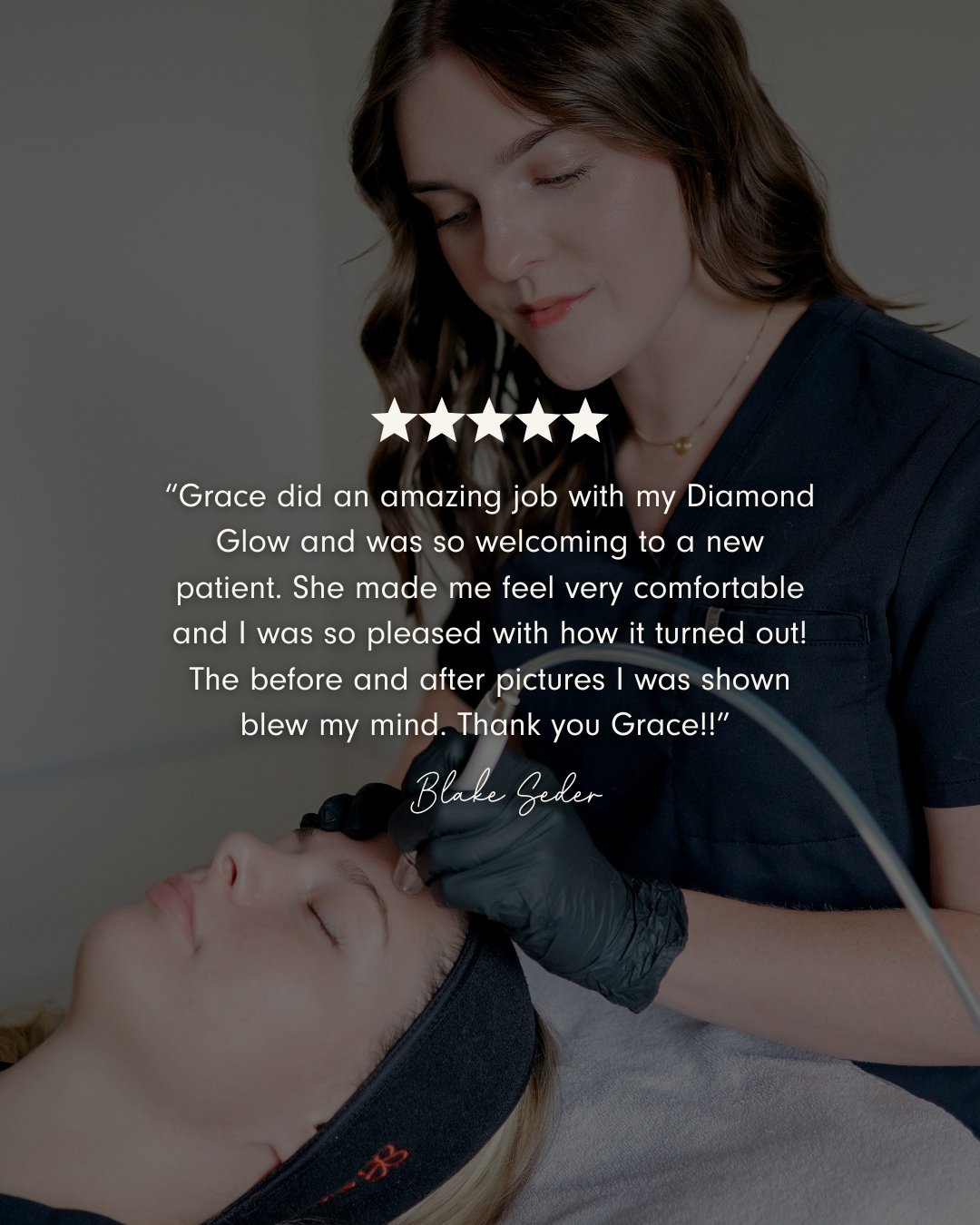 The reviews say it better than we ever could. ⁠
⁠
Grace isn&rsquo;t just performing a Diamond Glow. She&rsquo;s educating. Customizing. Paying attention to the details most people overlook.⁠
⁠
That&rsquo;s why clients walk out glowing, not just from 