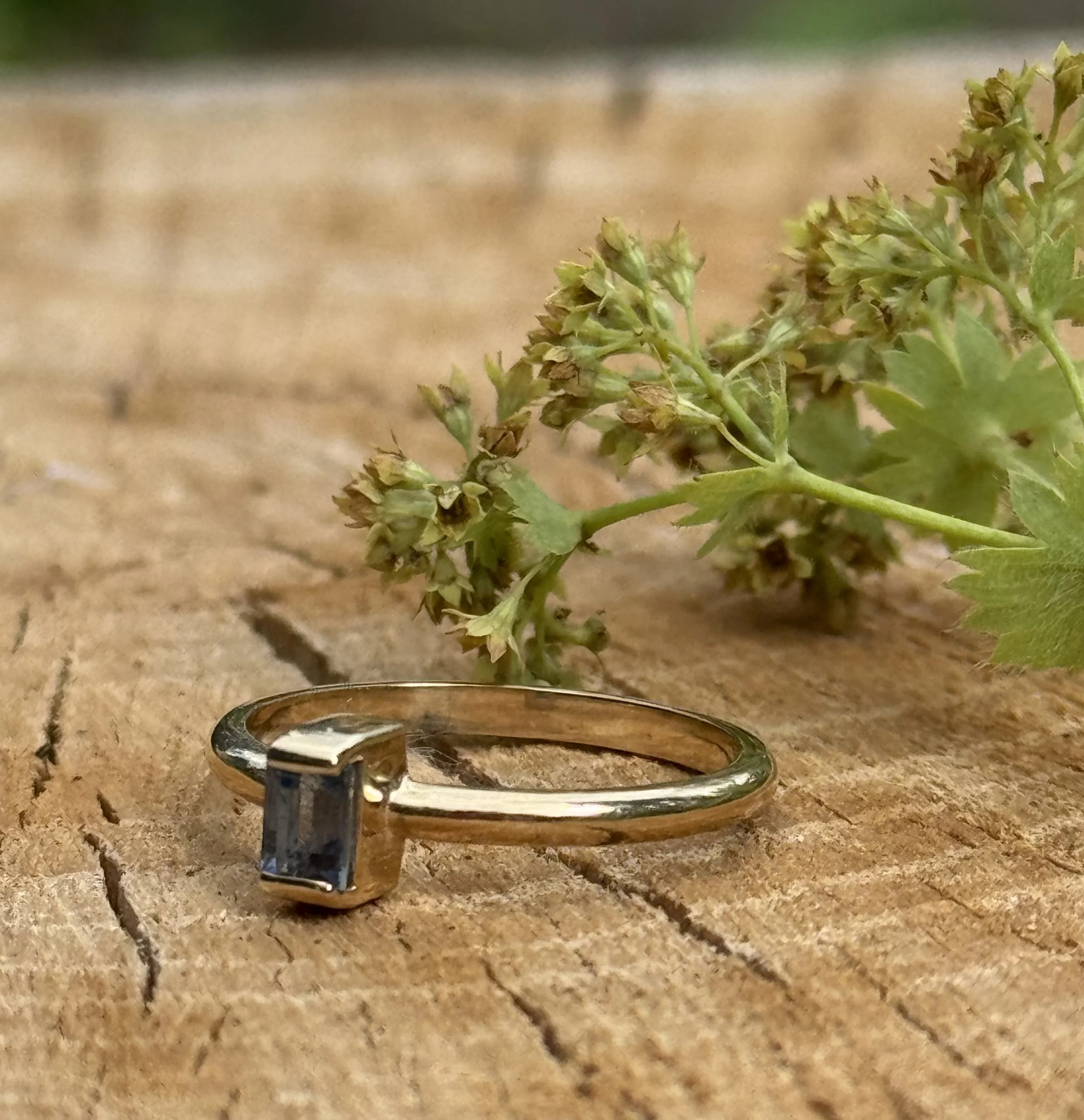 Exquisite Sapphire Baguette Gold Ring - Ann
