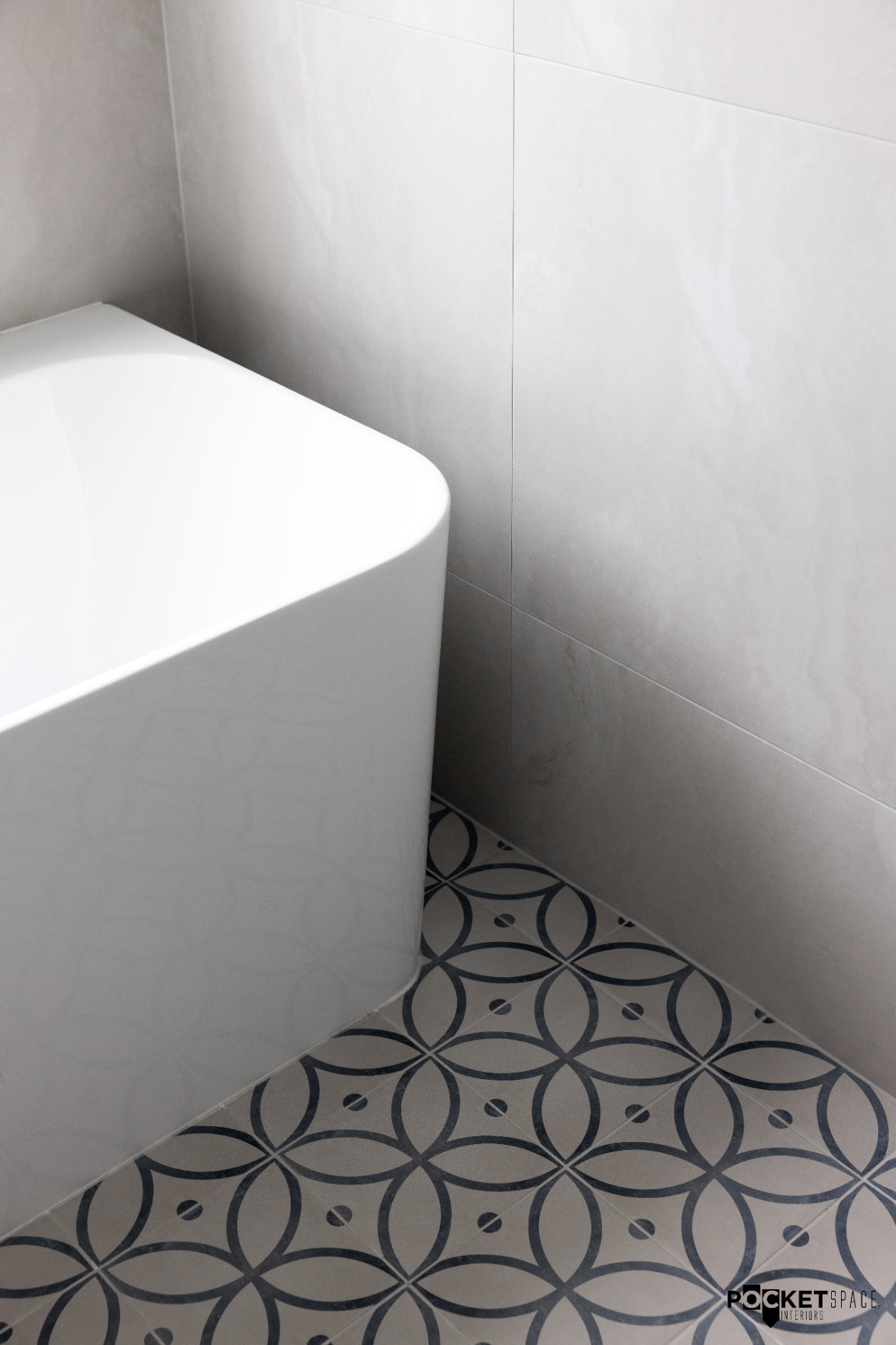 bathroom renovation with pattern tile