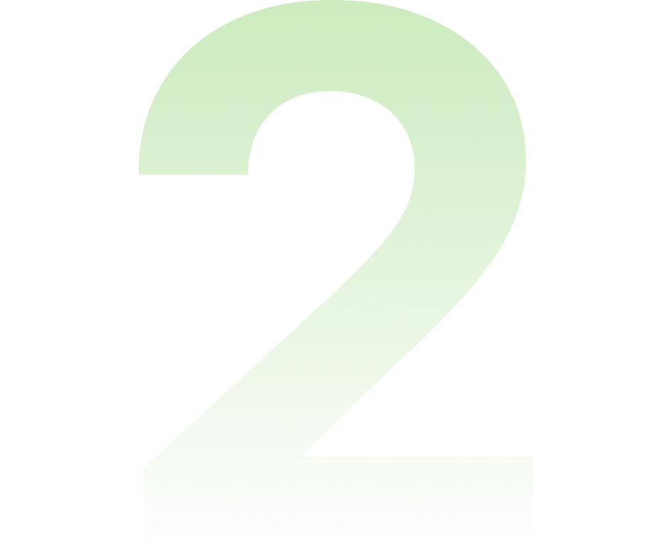 Large, light green number 2 on a black background.