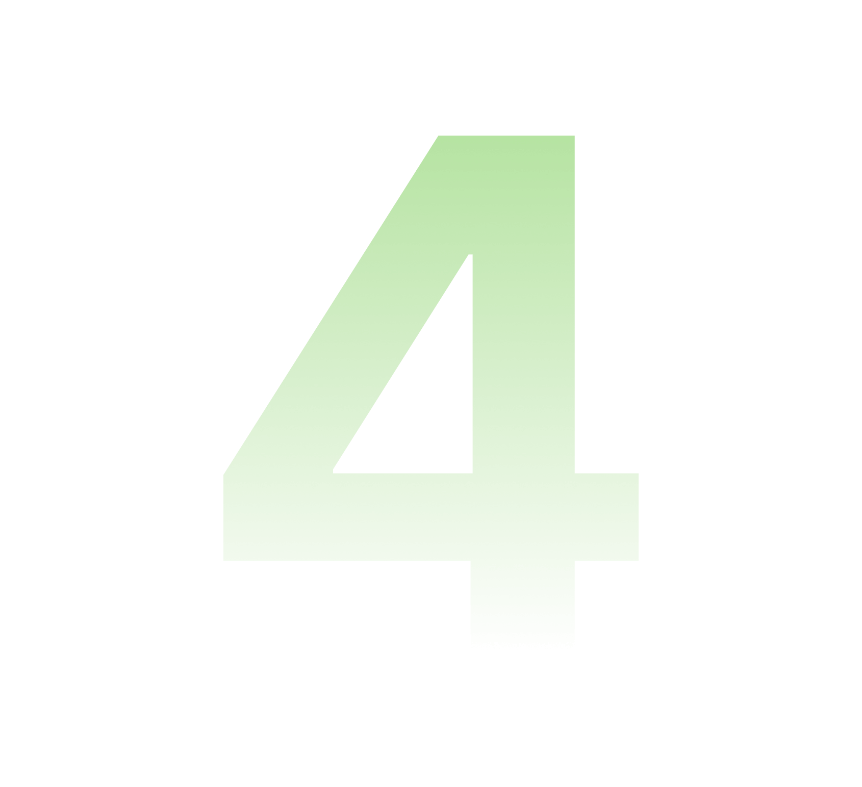 A large, bold number four in light green color with black outlines on a black background.
