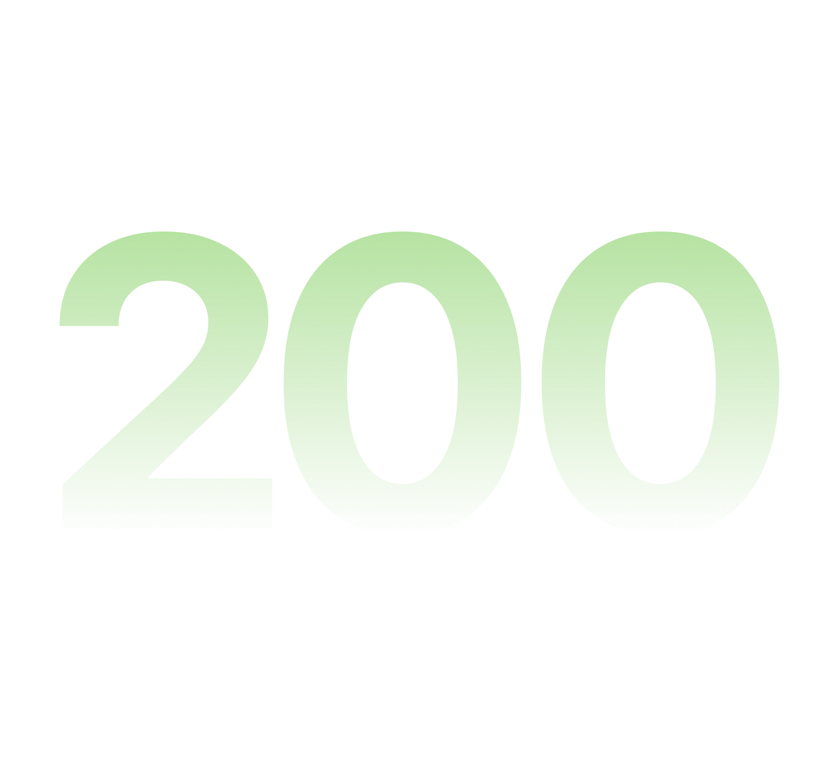 Green number '200' over black background.