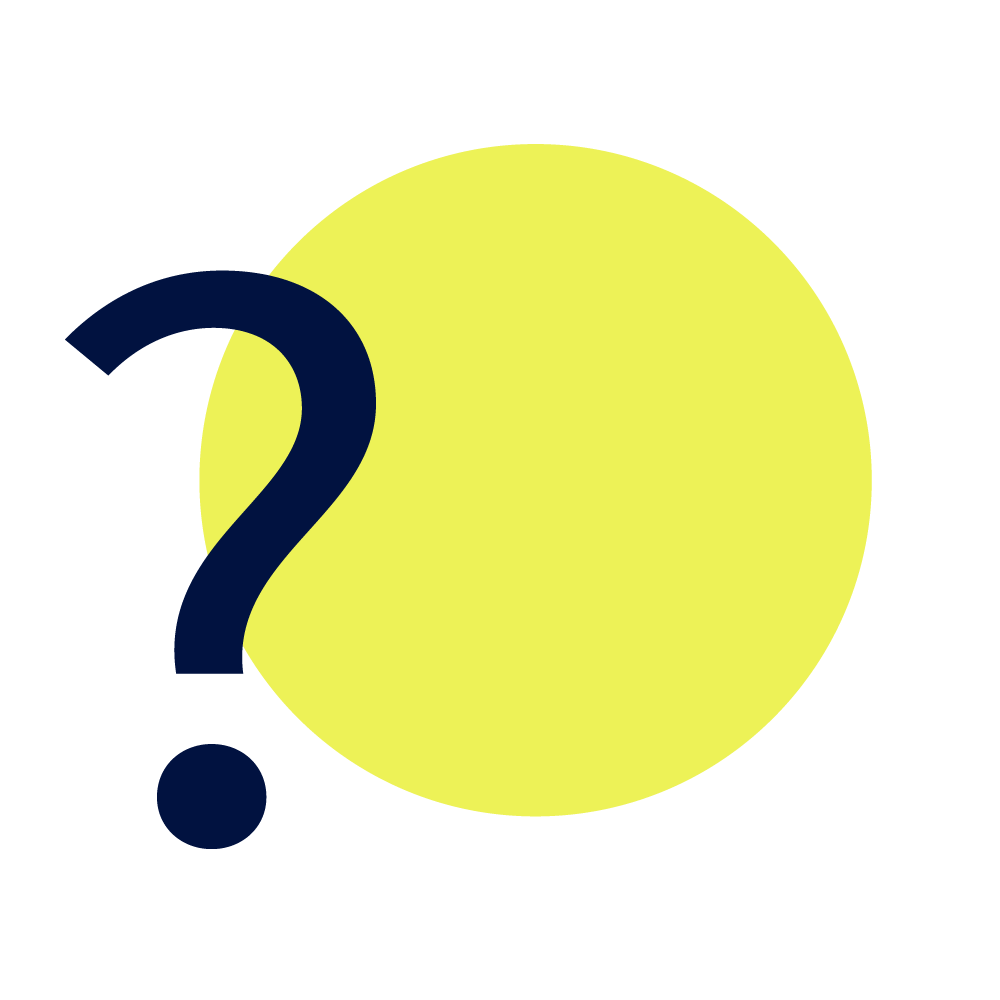 Symbol Fragen: Kreis mit Fragezeichen.