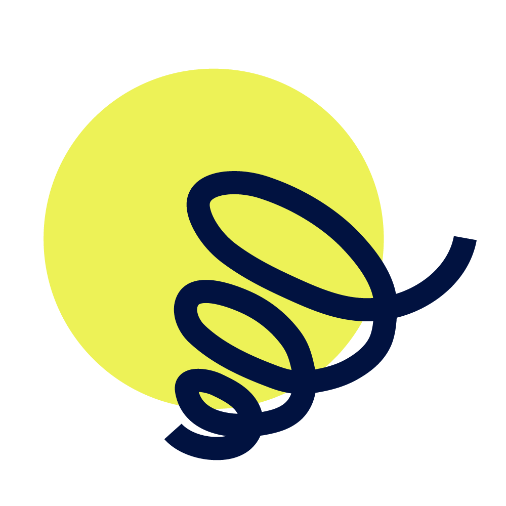 Symbol immobukies: Eine sich aufwärts drehende Spirale vor einem gelben Kreis.