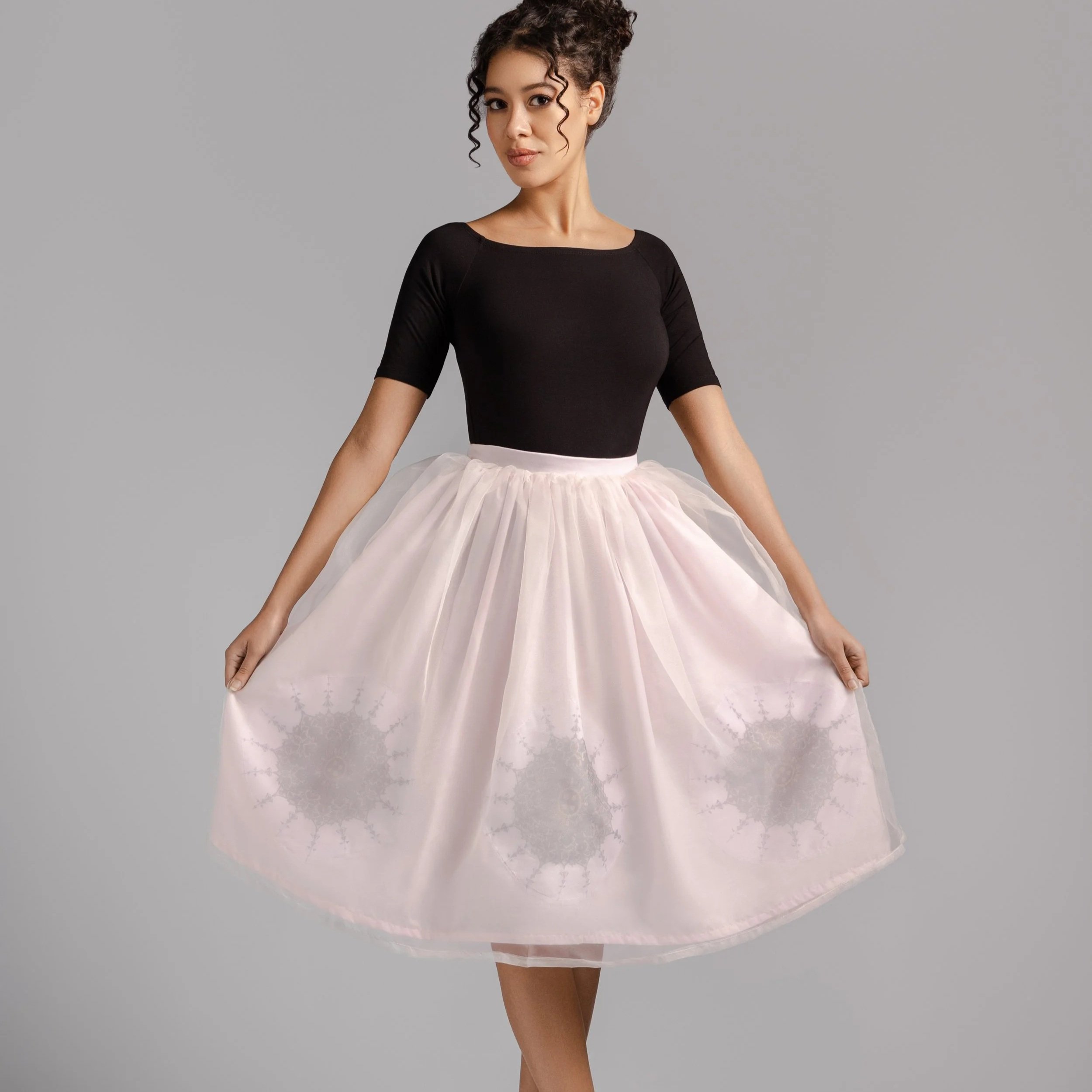 Sughra – Ivory Organza Midi Skirt