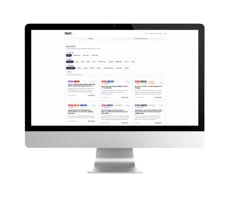 Trinity Asia’s proprietary dashboard for social listening and analytics across APAC luxury markets