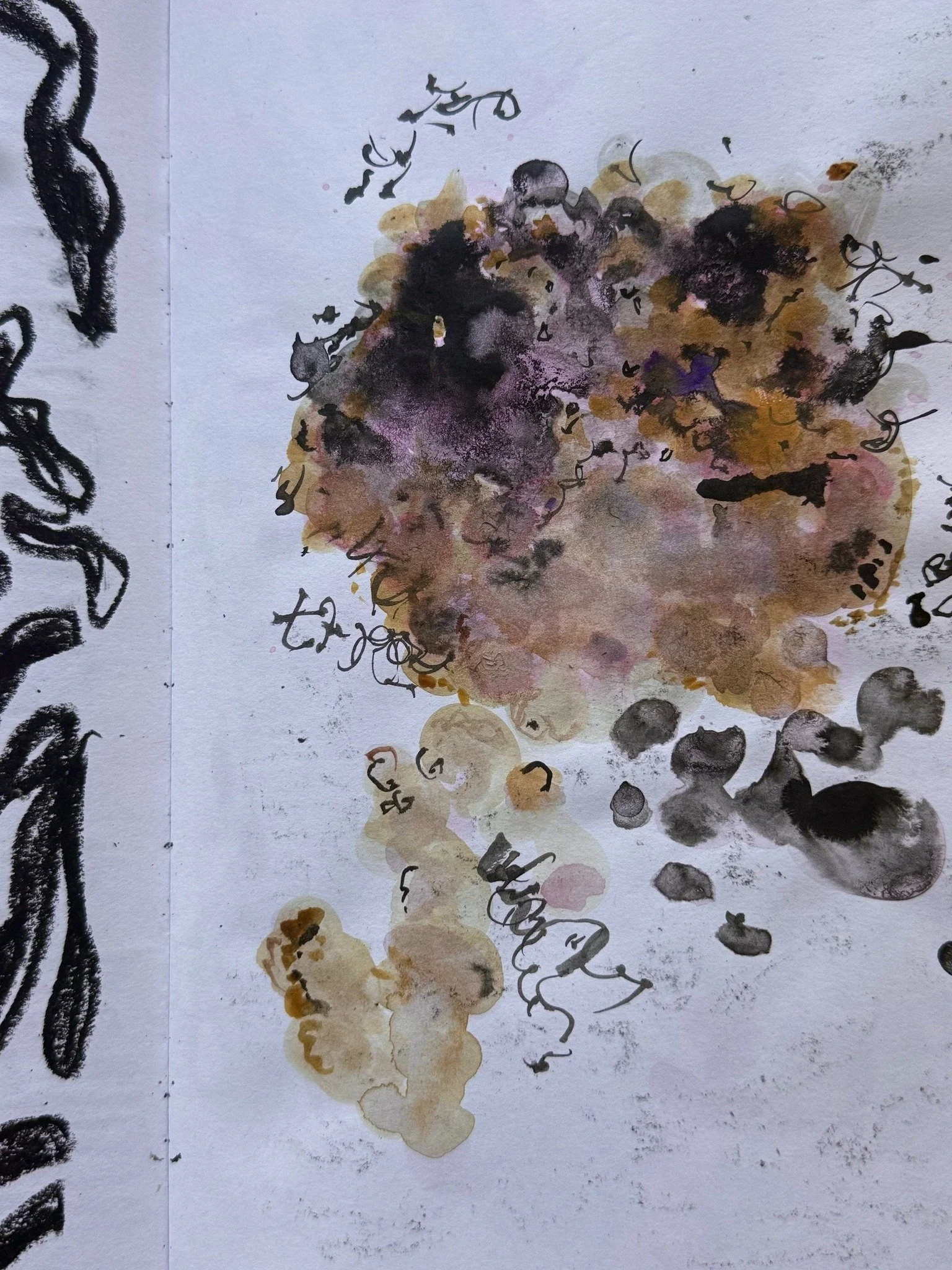 Parasite painting and mark-making sketchbook page #grotesquefeminine