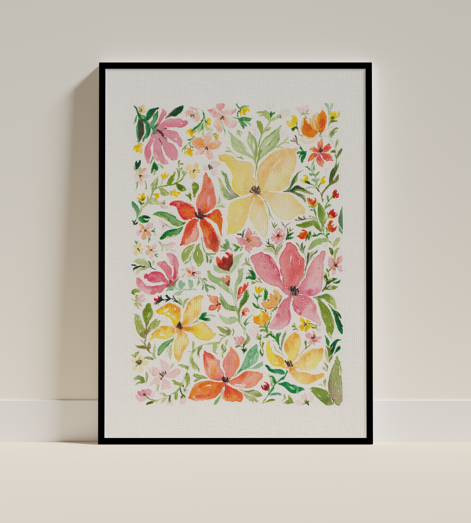 Vibrant Floral Garden Original Watercolour Painting