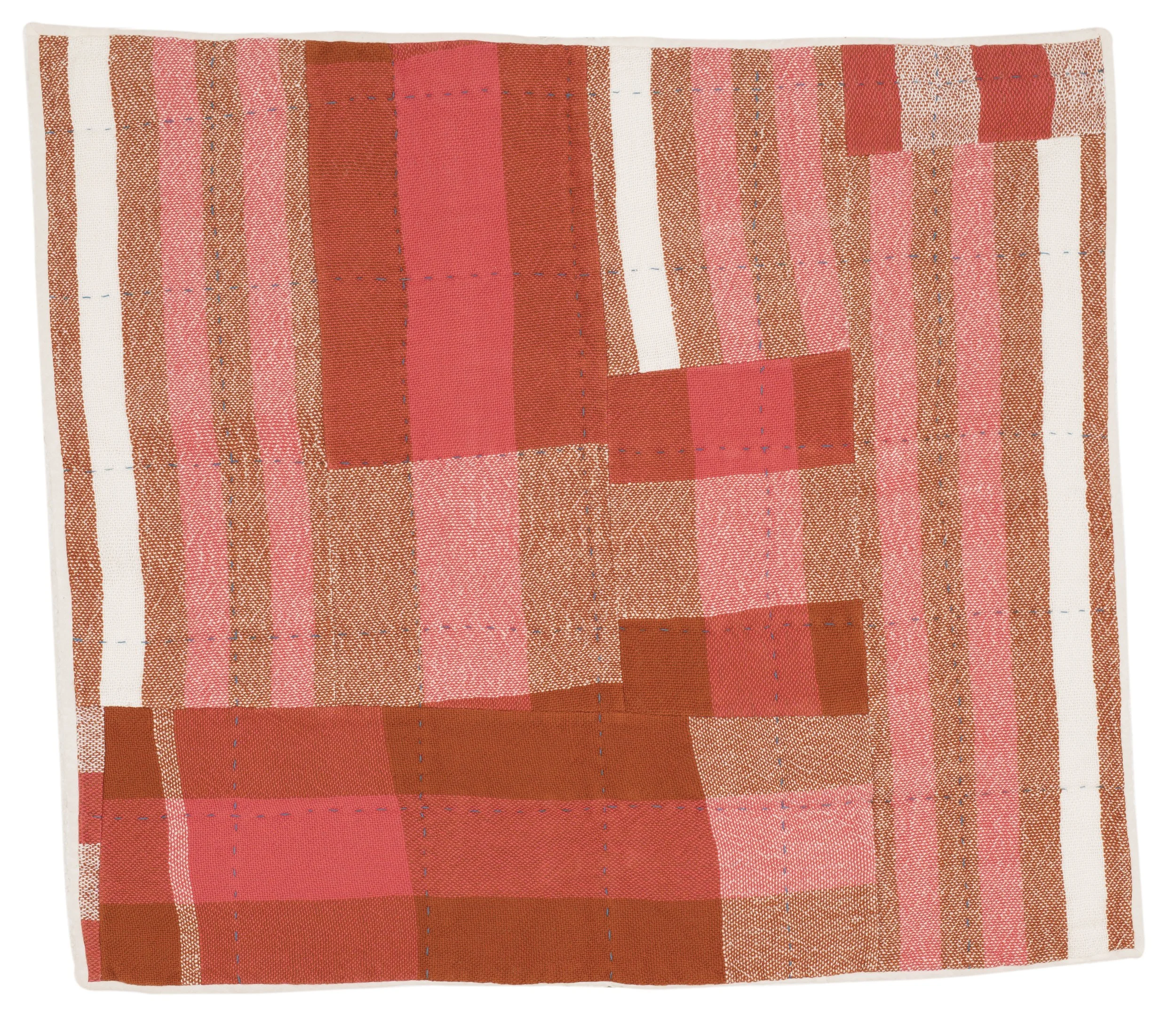 Happier Than, 2024, handwoven cotton and linen top, linen back, handstitched with sashiko thread (Photo credit: Tom Leighton)