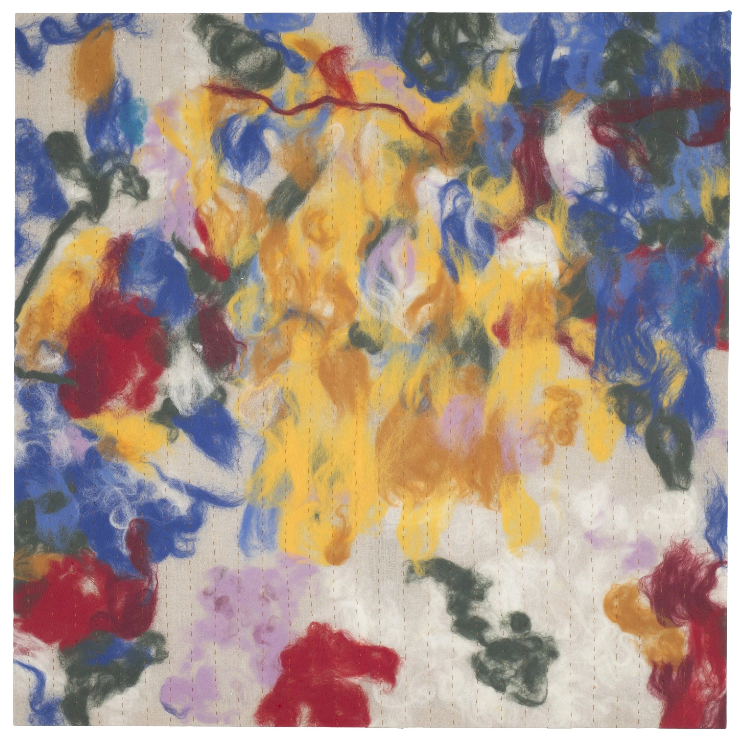 Hotter Than Fish Grease, 2024, hand-quilted fabric, cotton, and wool on linen canvas