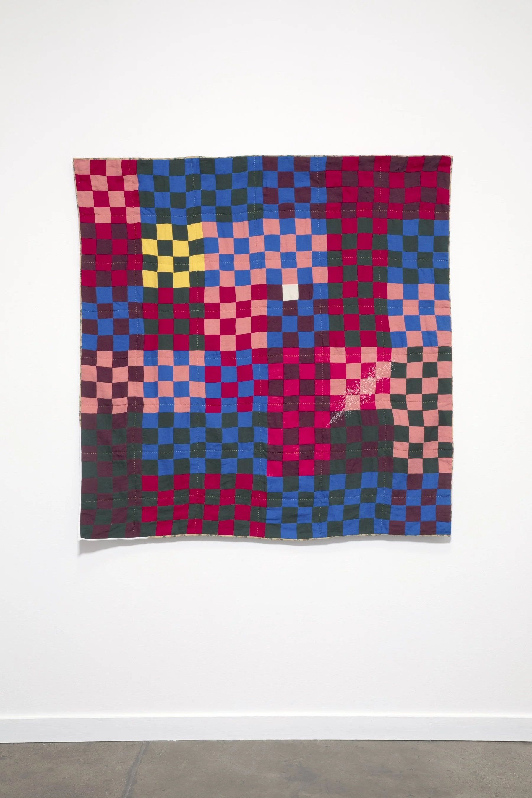 Salt and Psalms, 2026, linen yarn, salt, linen and cotton fabric with hand-stitched sashiko thread