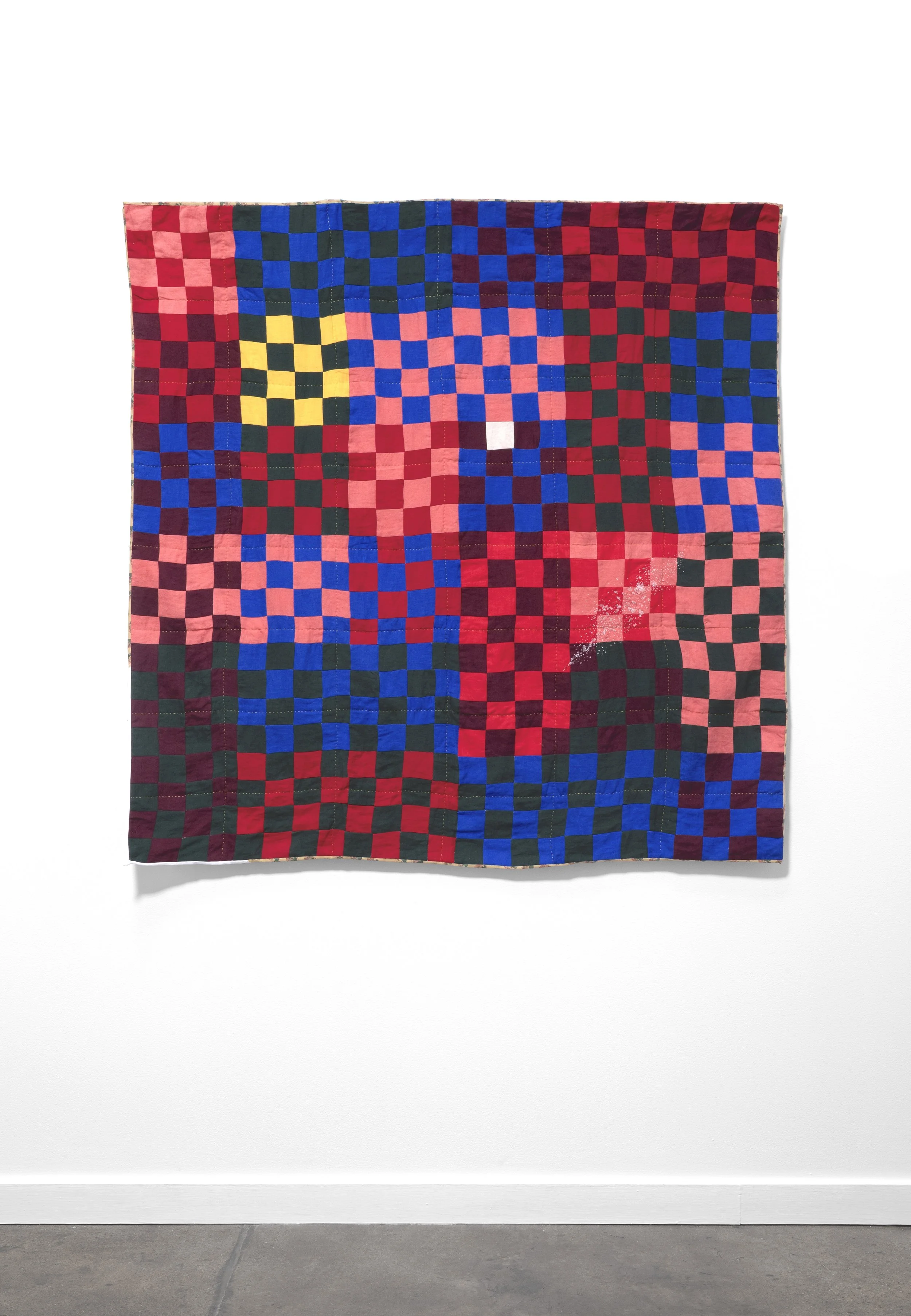 Salt and Psalms, 2026, linen yarn, salt, linen and cotton fabric with hand-stitched sashiko thread (Photo credit: PD Rearick)