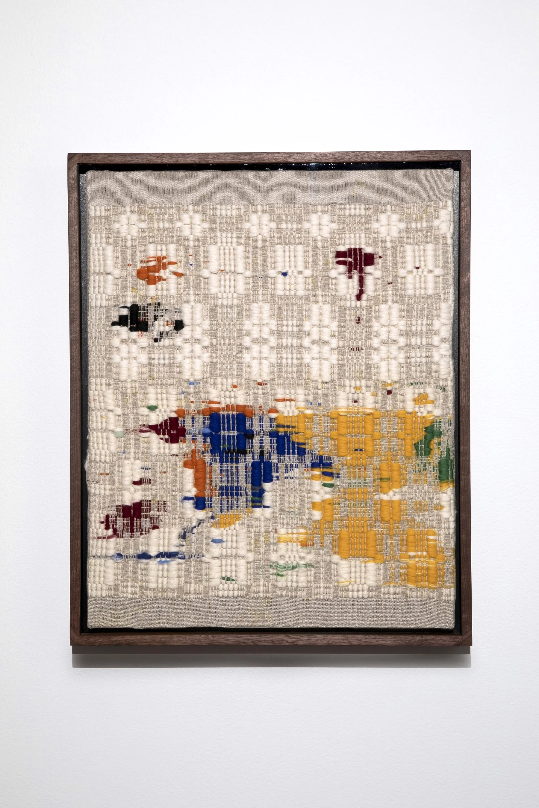 A Long Way to Go and A Short Time to Get There, 2026, hand-woven Egyptian cotton, wool, cot-lin, cotton and linen, 76.2 x 62.2 x 6.3 cm framed (Photo credit: PD Rearick)

 Inquire 