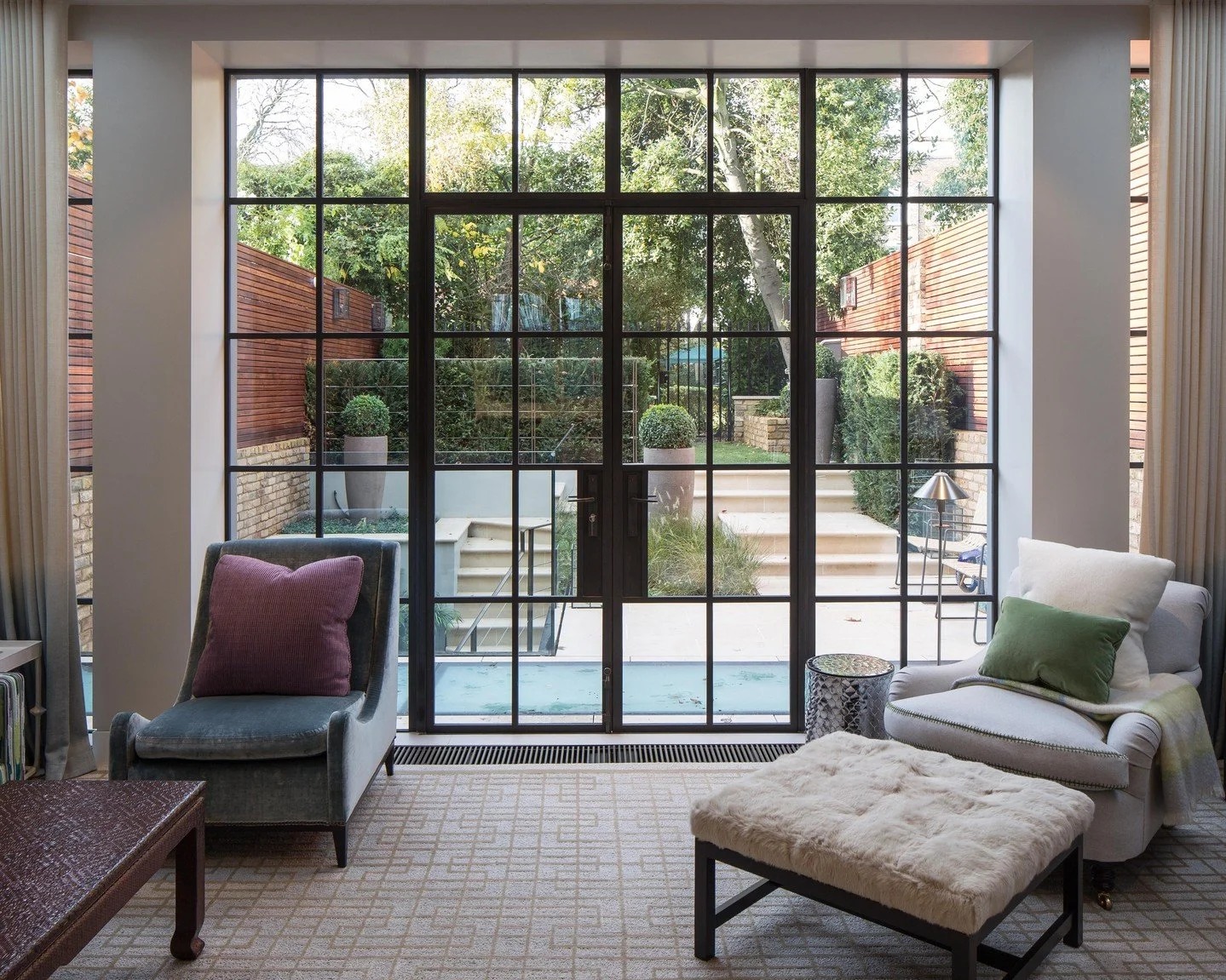 From room to garden.
Defined, not divided.