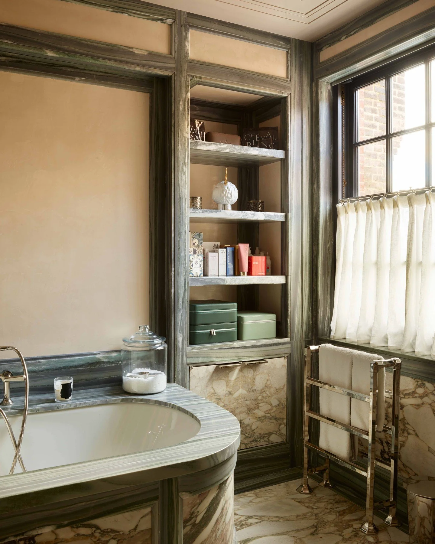 complete design - marble strapwork with polished plaster and marble inlaid paneling. A shot from our much admired collaboration with @stevengambrel 

- 
stone work - @tudorstoneworkltd