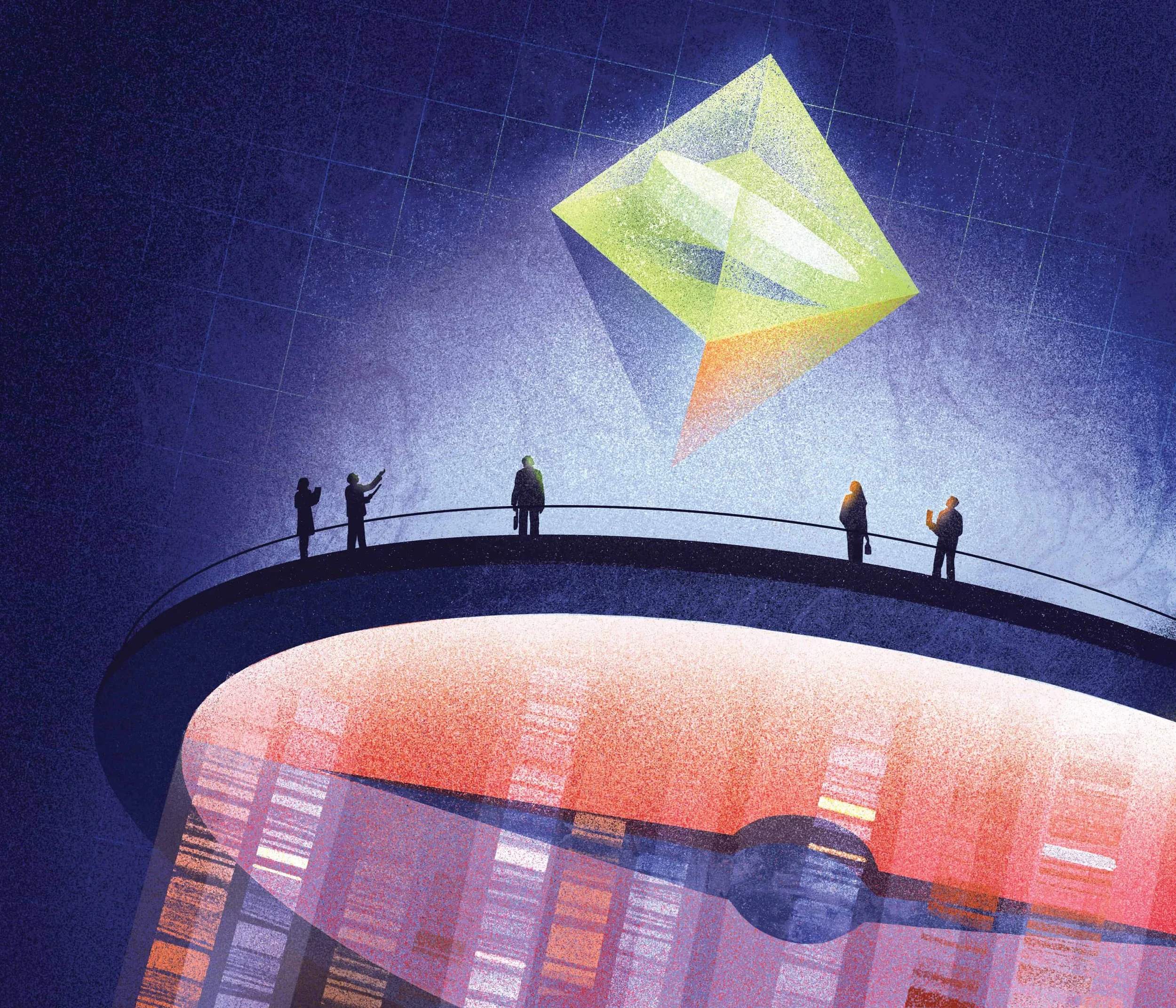 editorial_illustration_director_ journal_ai_team_technology_sky-fi-science_finance_ccompass_diamond_coin_daria_lada.jpg