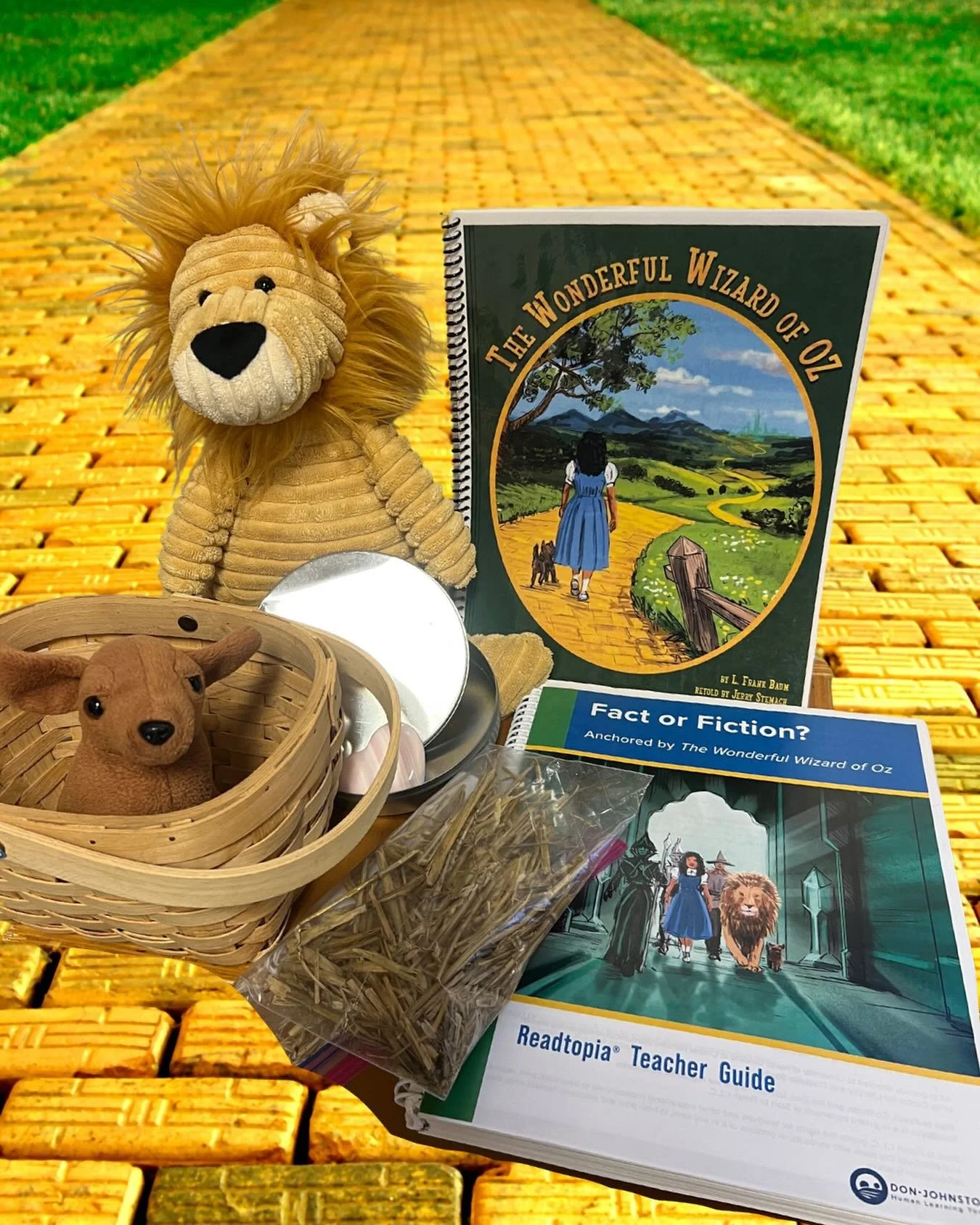 Just wrapped up 8 weeks of The Wonderful Wizard of Oz with the Camp SOAR Alumni Book Club! In addition to following the well-designed lesson plans, we brought the unit to life with props:

🐕 Toto in his basket
🐦&zwj;⬛ hay for Scarecrow
&hearts;️ a 