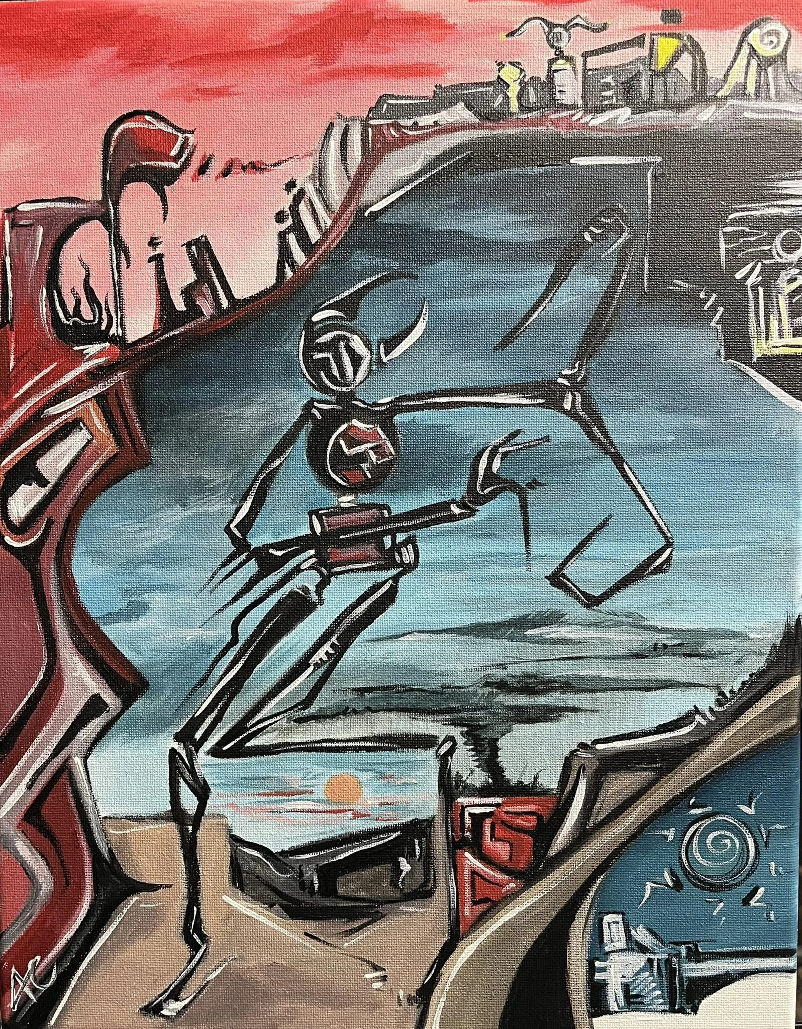 Blue Red Landscape Surrealism Dancing Figure.jpg