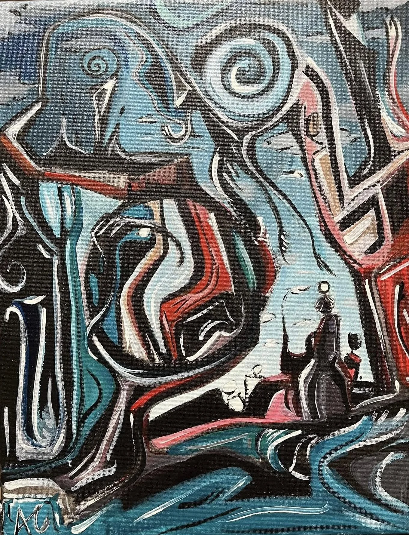 Flowing Surrealism blue red space globe .jpg