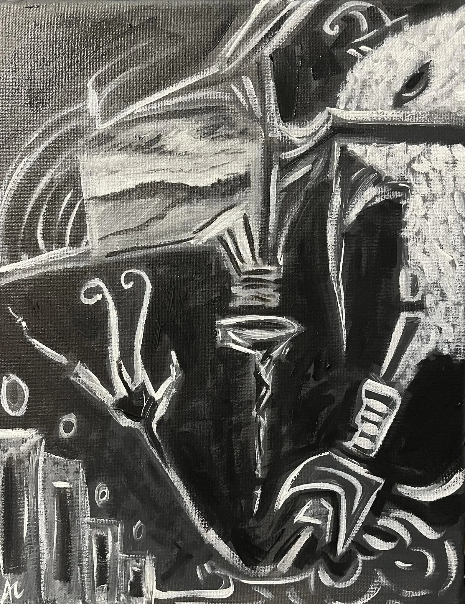 Black and White Eagle. The Avoident in the hat Acrylic Art .jpg